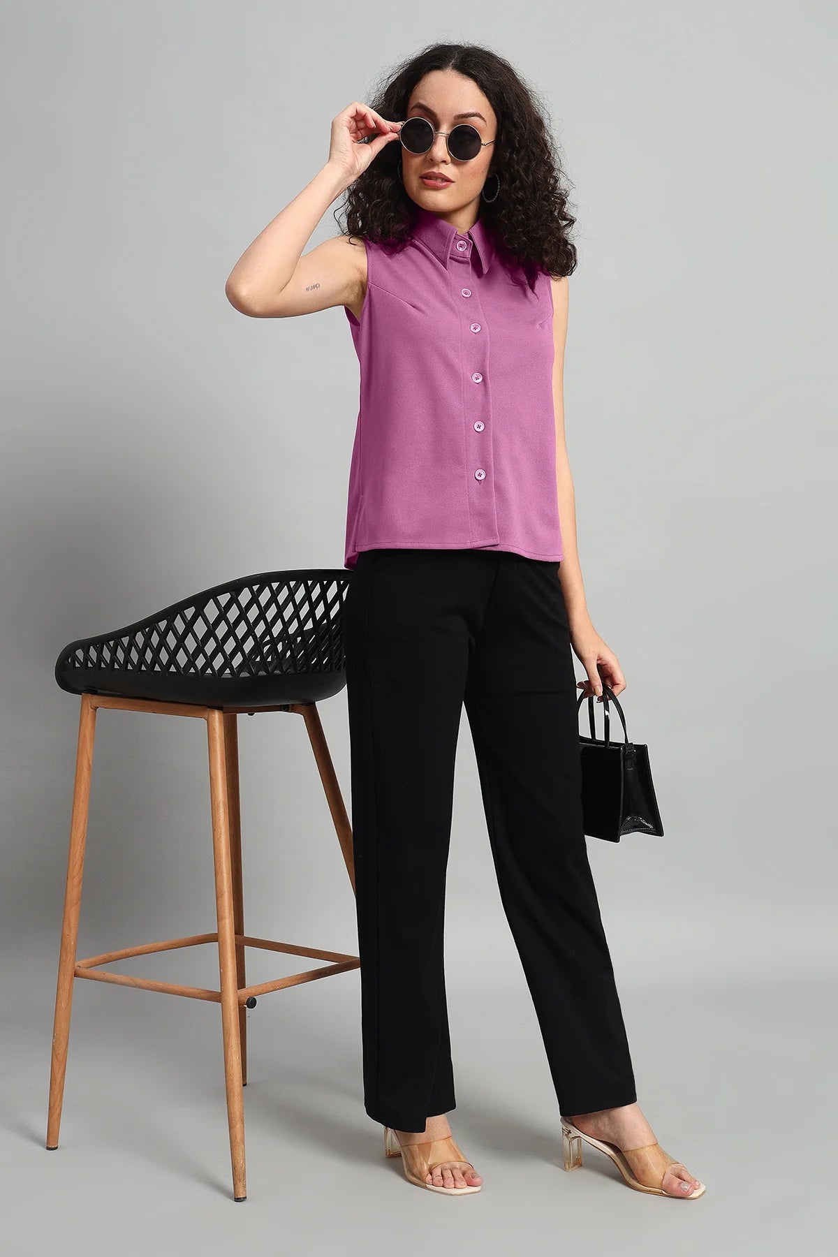 Allure A-Line Collar Top, Dusky Mauve