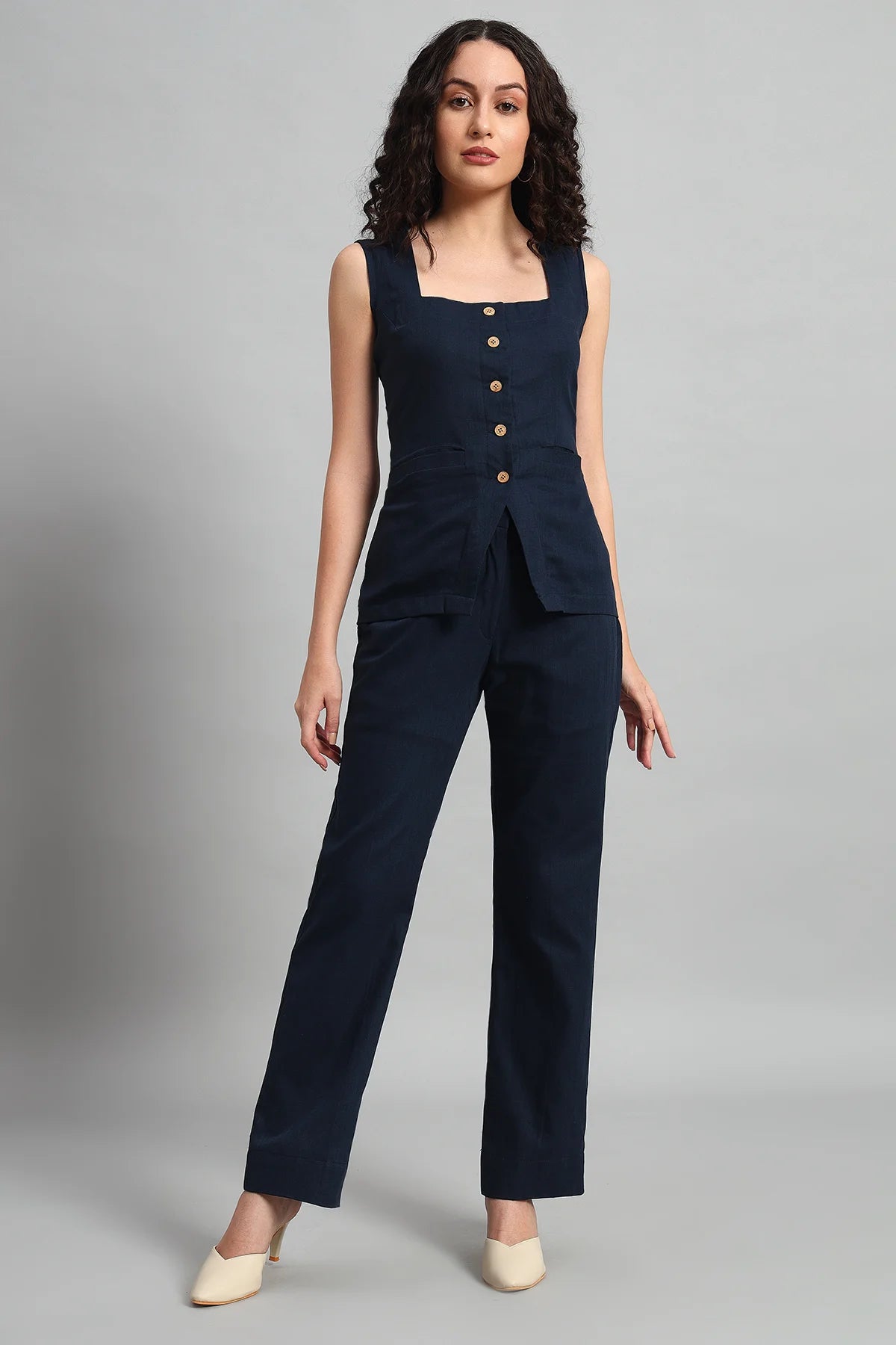 Urban Ease Co-ord Set, Navy Blue