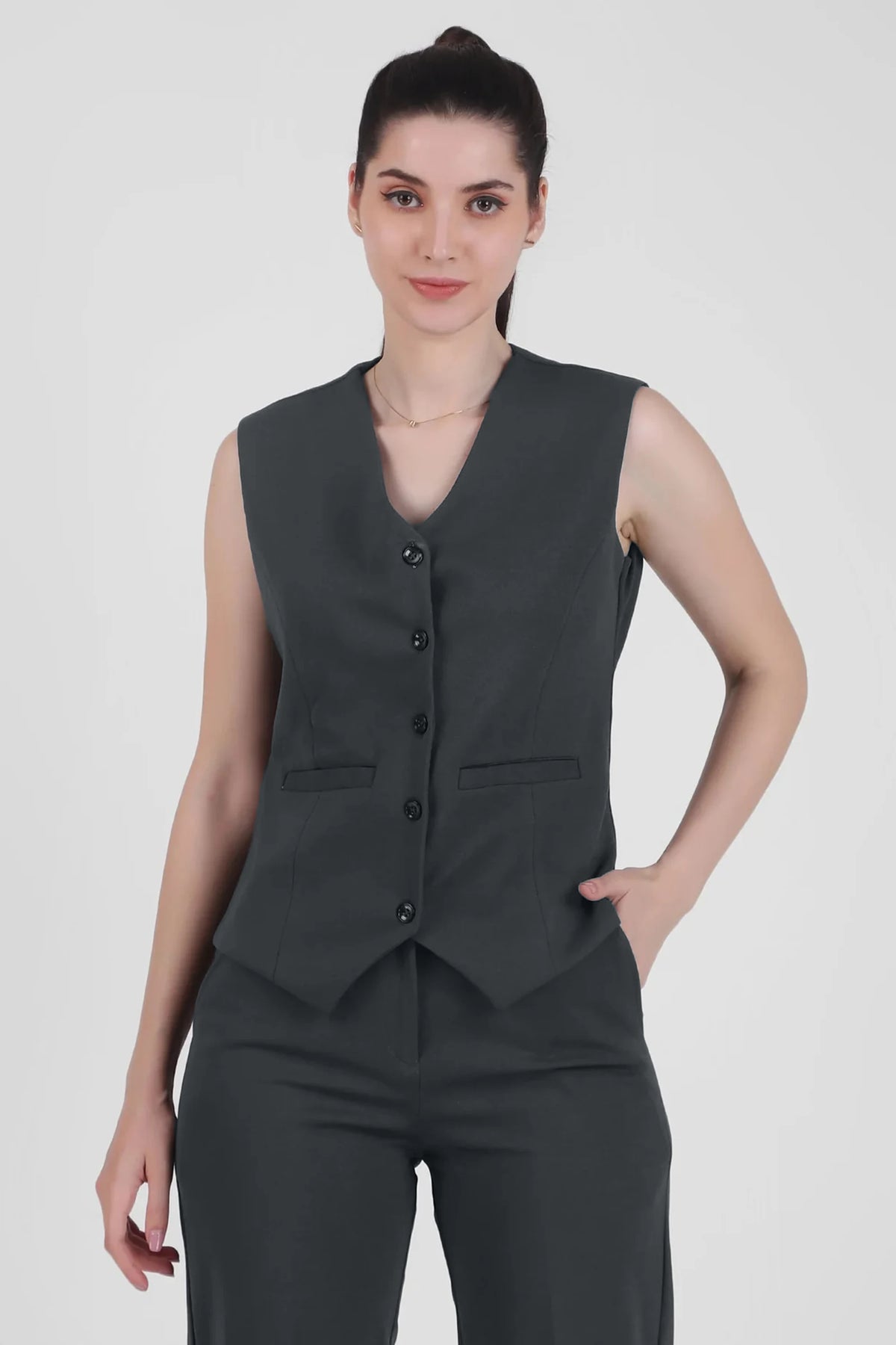 Power  3 Piece Suit Set  Waistcoat Blazer Pant in Bluish Gray