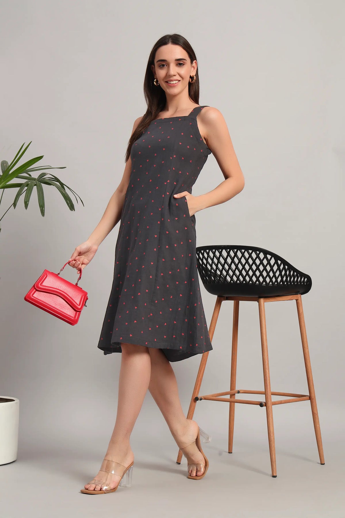 Berryhearts, Dark Grey Midi Dress
