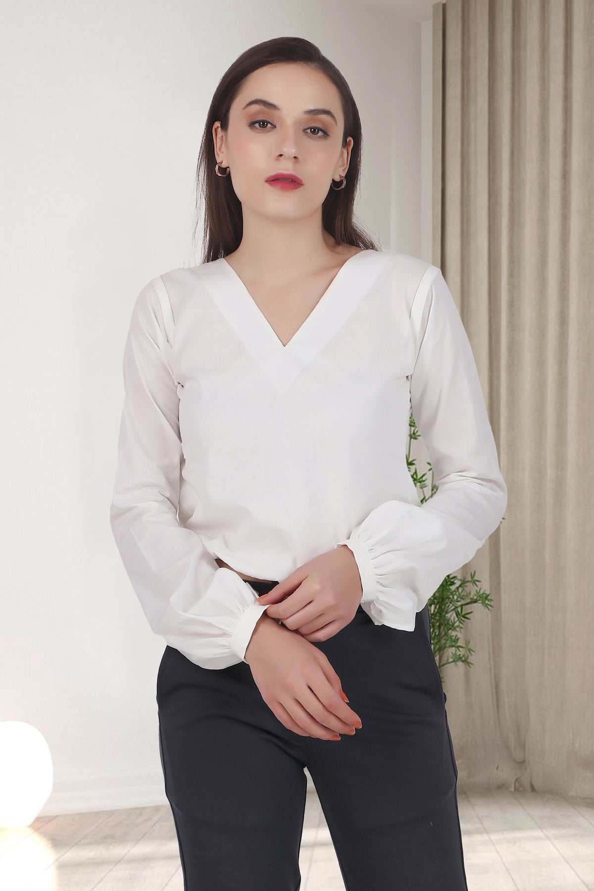 Puff Perfection, Long Sleeves Top,  White