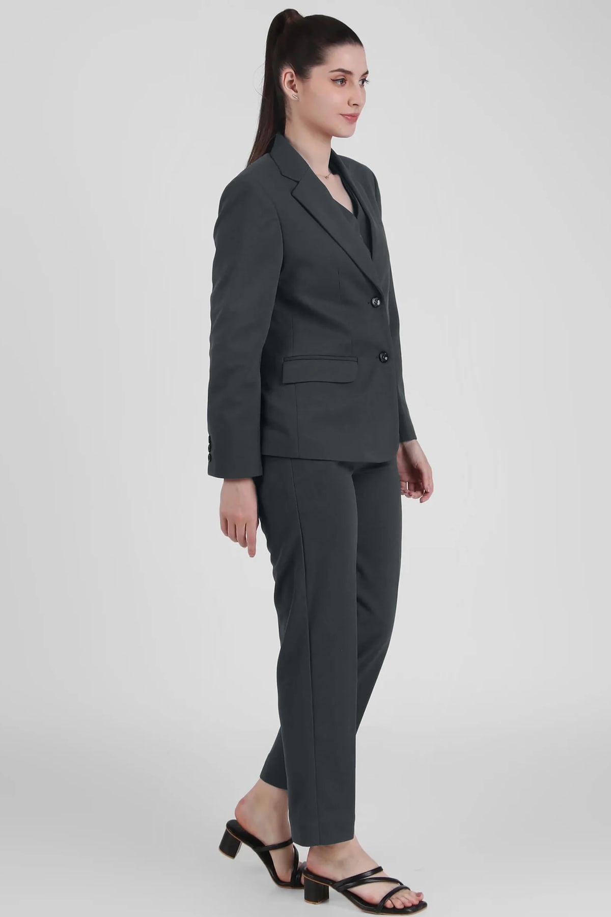 Power  3 Piece Suit Set  Waistcoat Blazer Pant in Bluish Gray