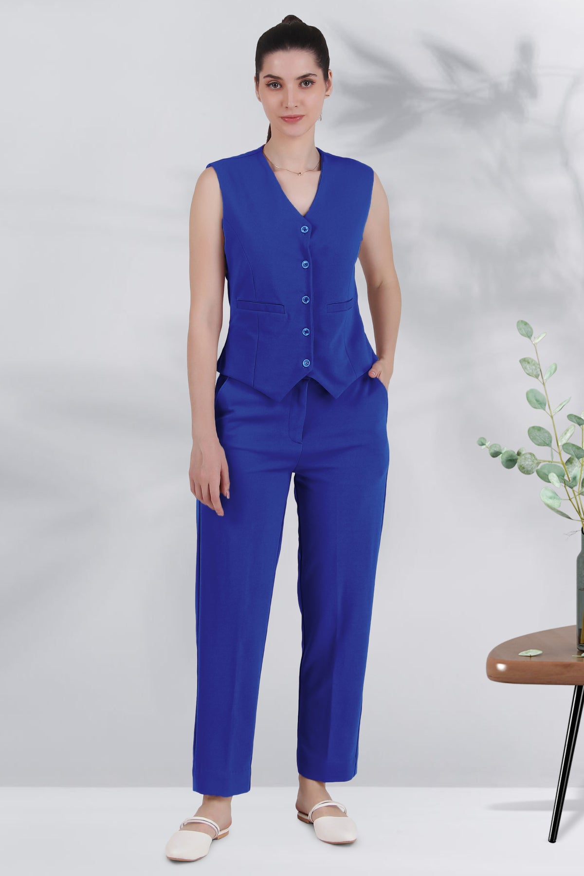 Waistcoat And Trousers Co-ord Set - Blue