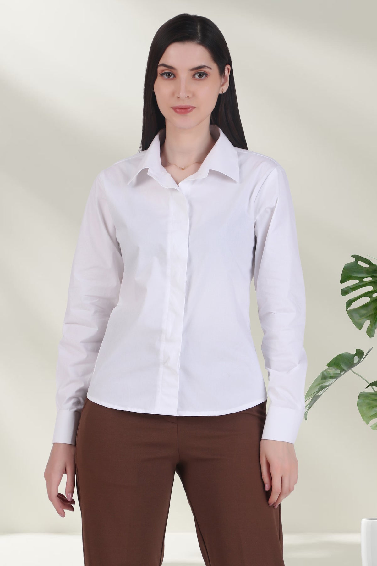 Poplin Button Down Full Sleeves Shirt, White