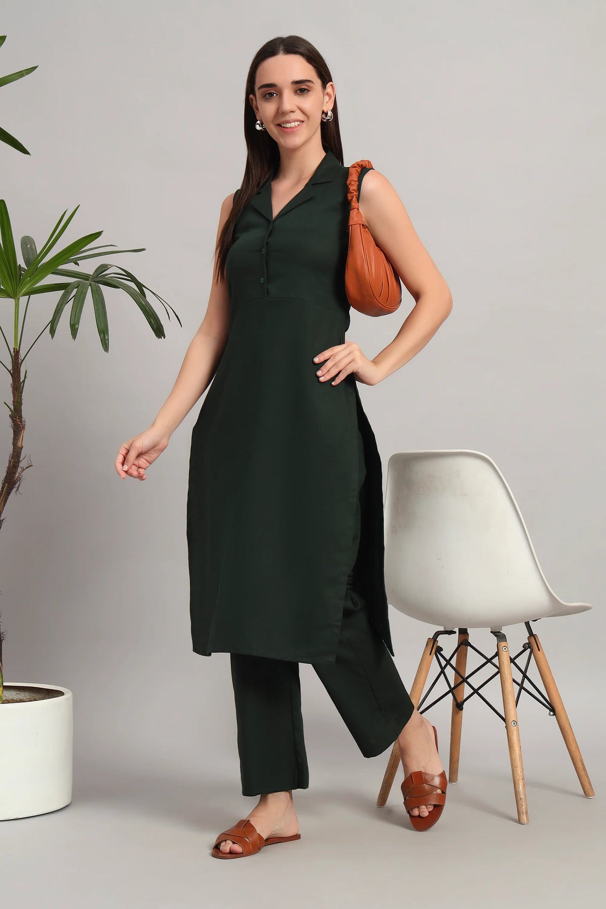 Roz Ka Kurta Set, Bottle Green