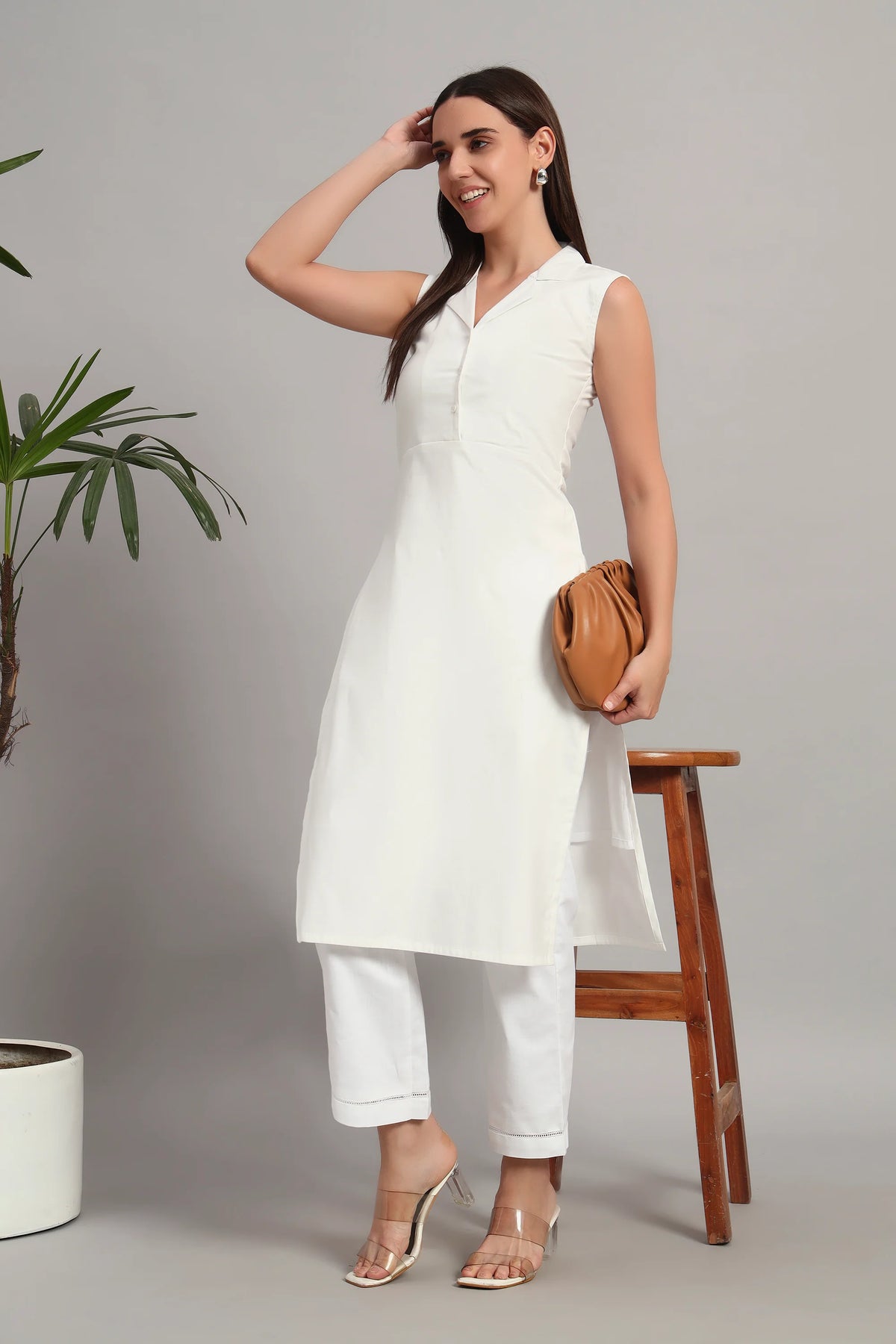 Roz Ka Kurta Set, White