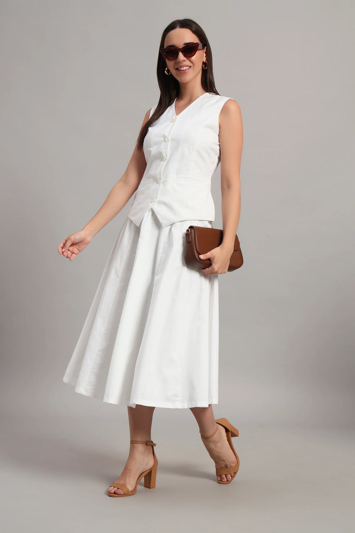 The Classic White Waistcoat & Skirt Set