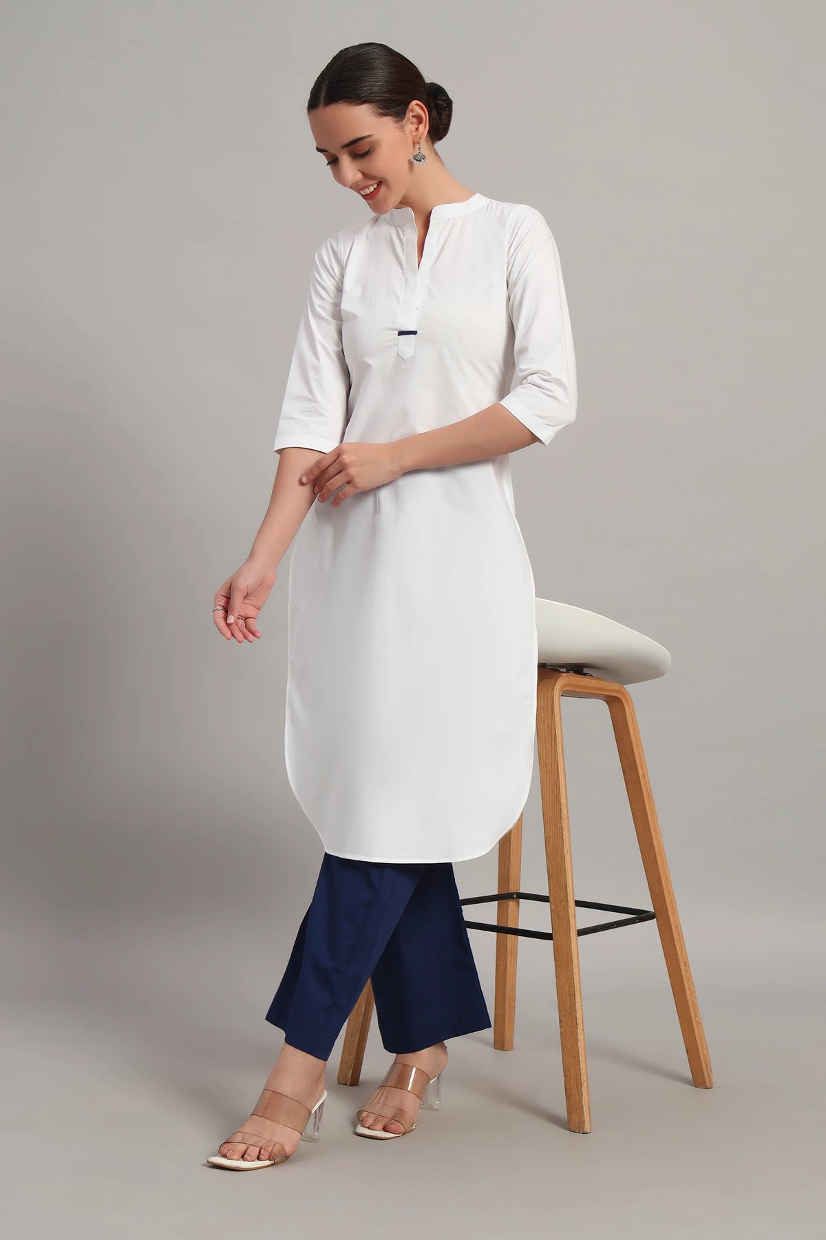 Classic Har Din, Kurta Set White & Bllue