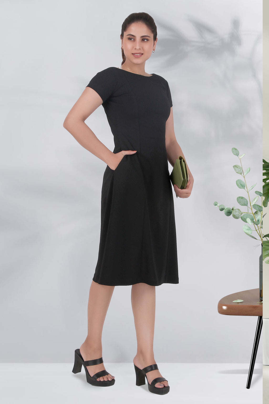 Classic Comfort A-line Dress, Black – Charcoal Threads