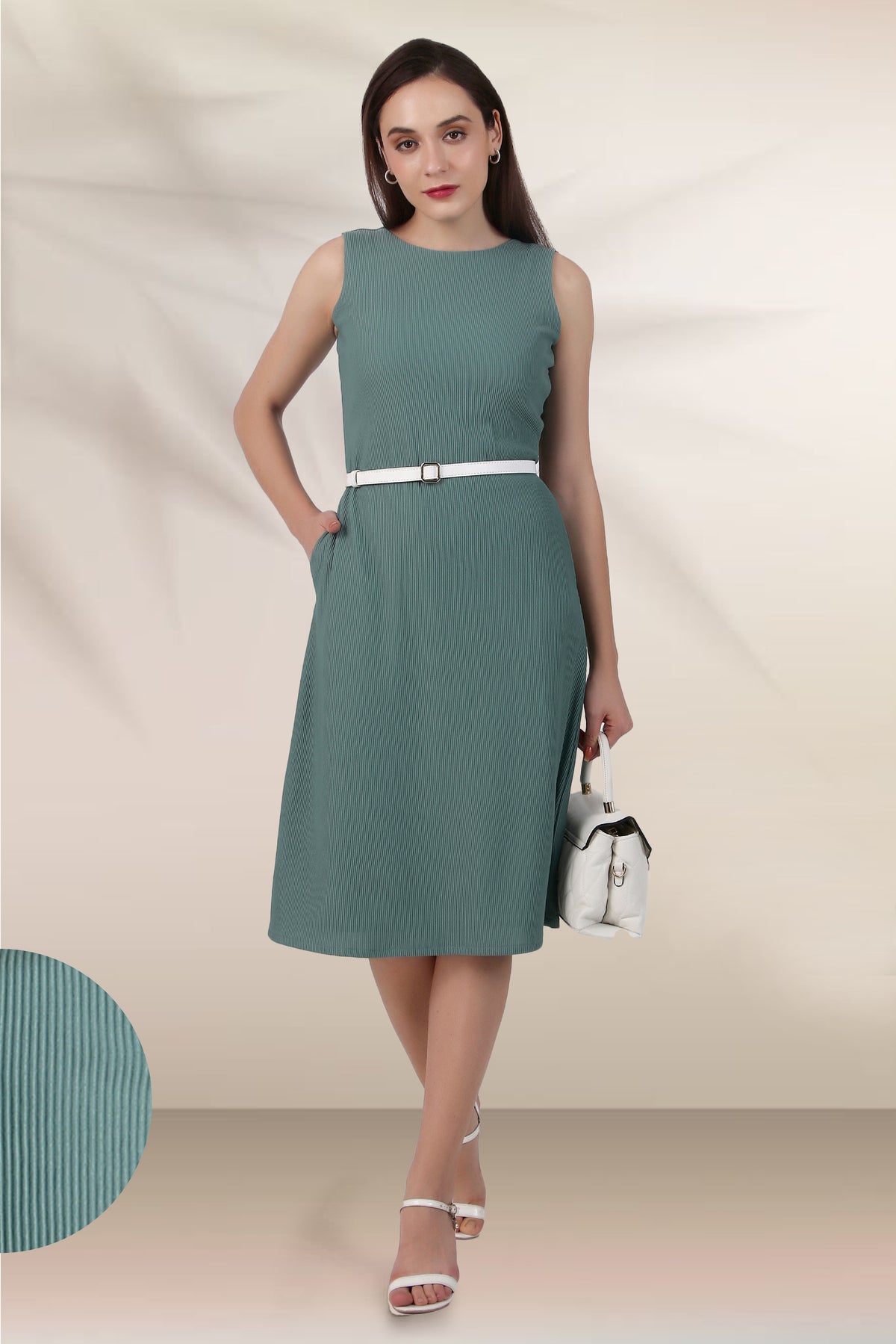 Serenity Formal Midi Dress, Sea Green