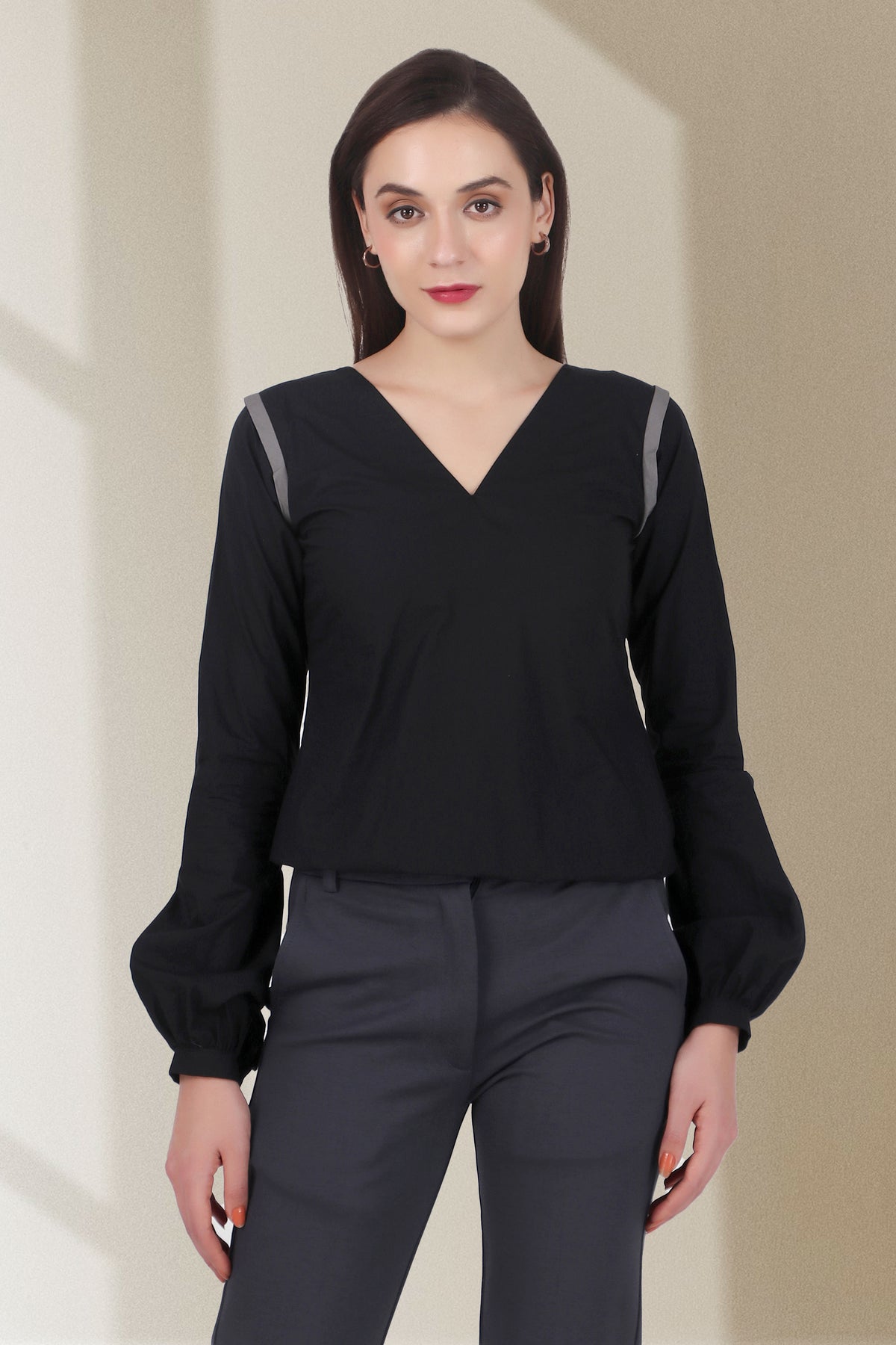 Puff Perfection, Long Sleeves Top,  Black