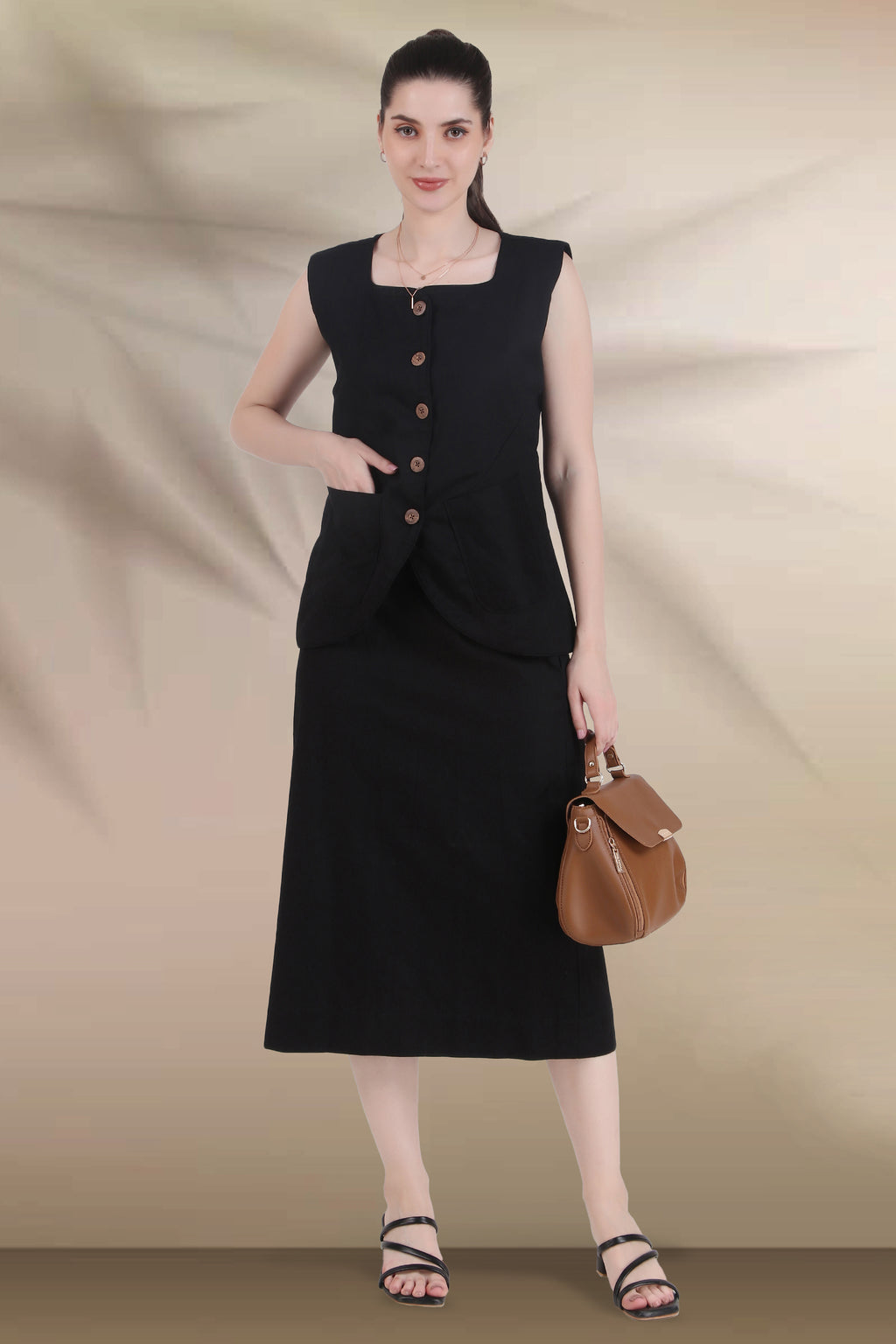 Pure Linen Vest Skirt
