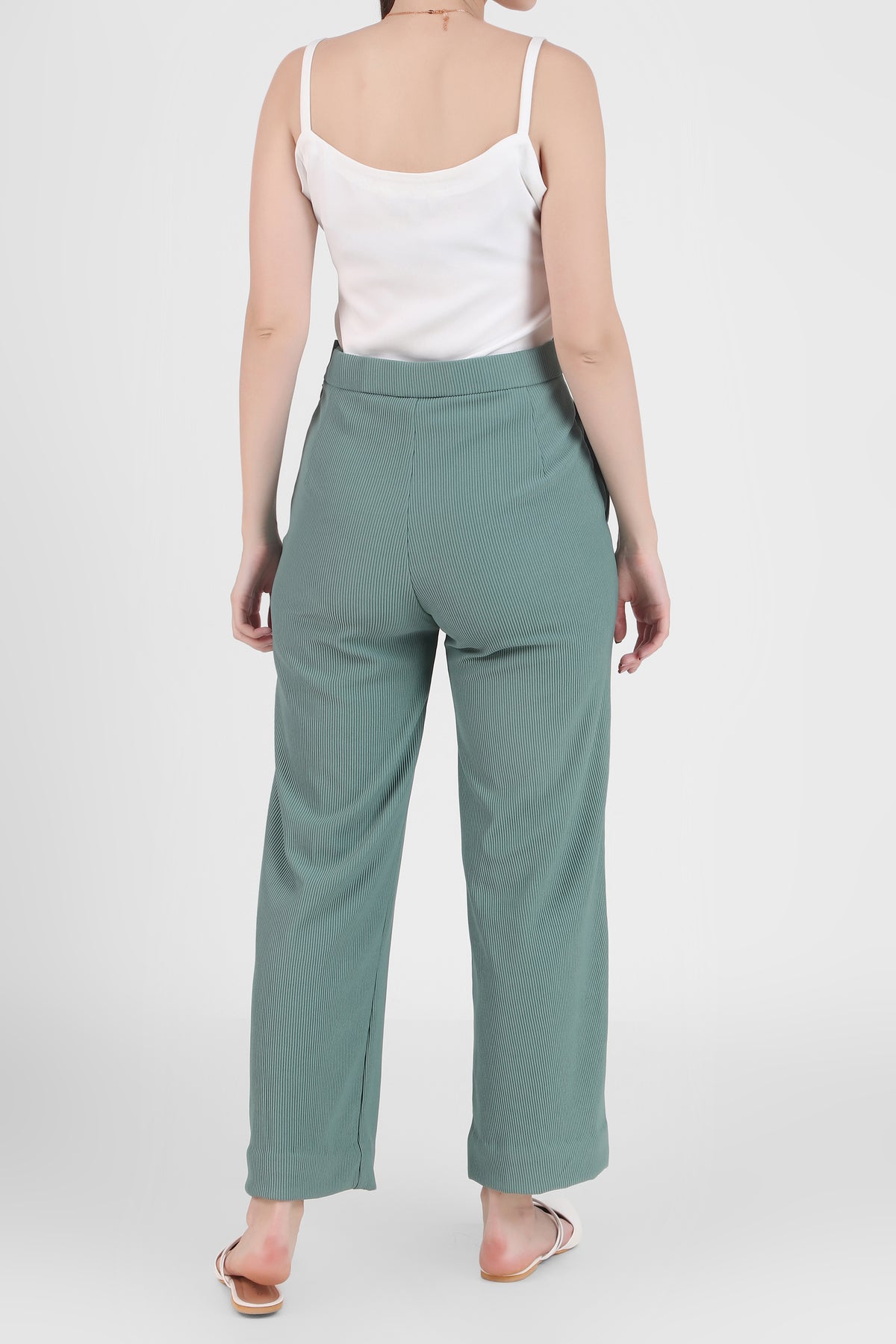 Front Open Style Blazer with Flowing Trousers, Sea Green