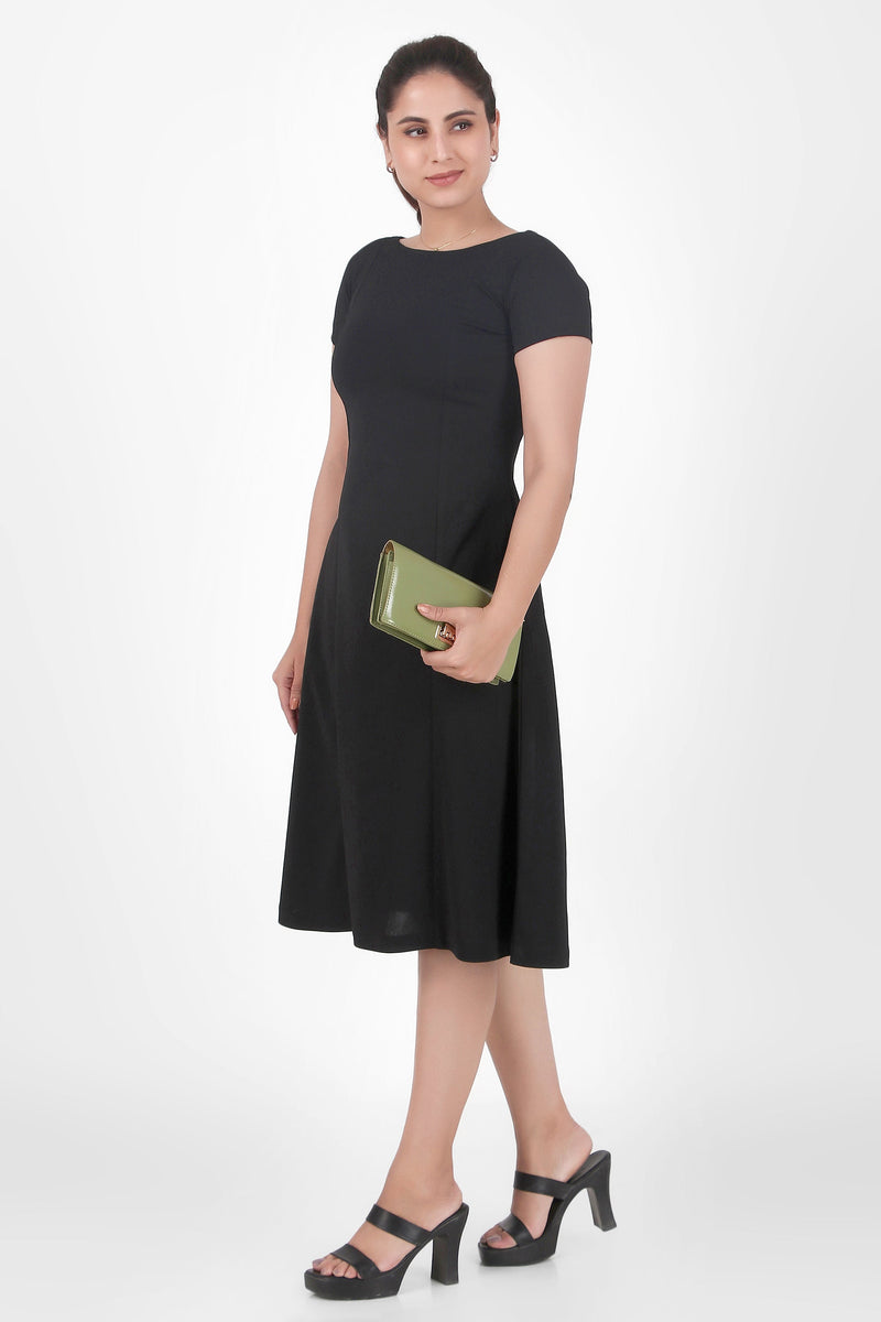 Classic Comfort A-line Dress, Black