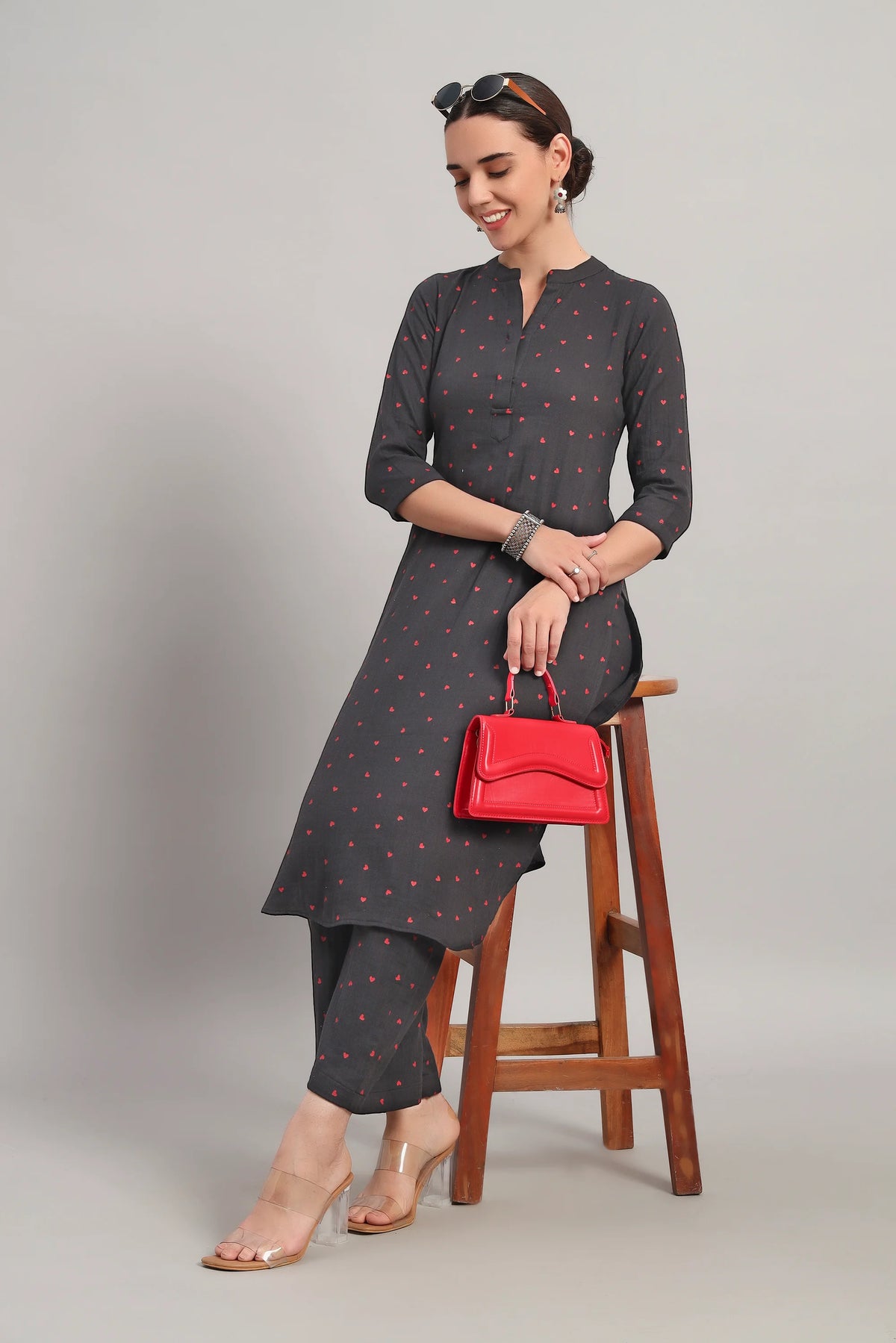 Classic Har Din, Kurta Set Dark Grey