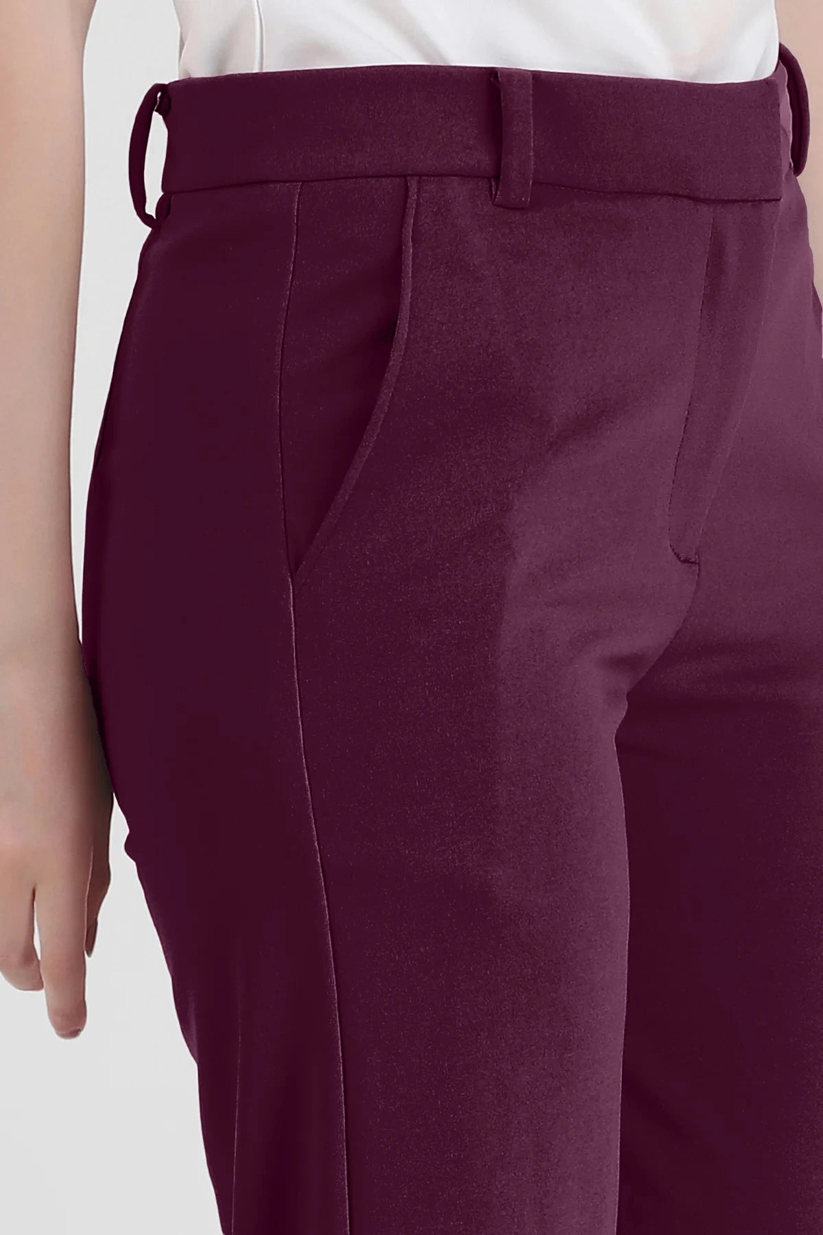 Straight Fit Formal Trousers, Plum