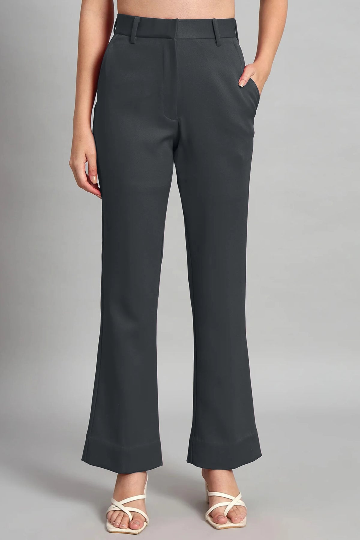 Flared Bootcut Trousers, Bluish Gray