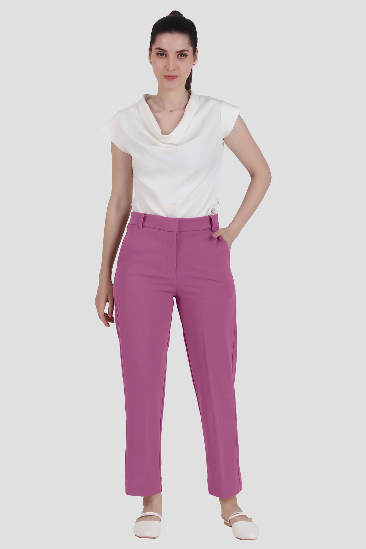 Straight Fit Formal Trousers, Dusky Mauve