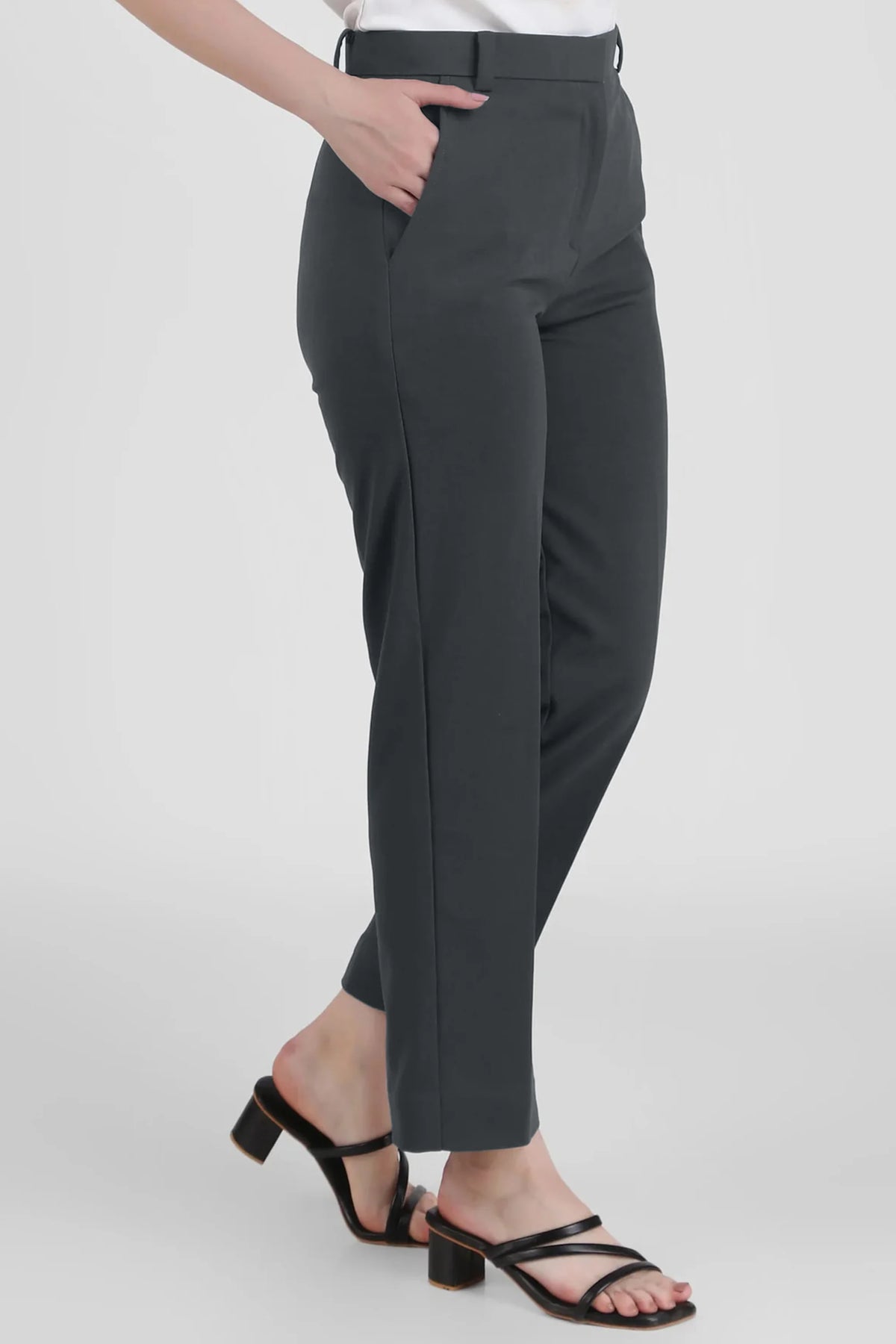 Straight Fit Formal Trousers, Bluish Gray