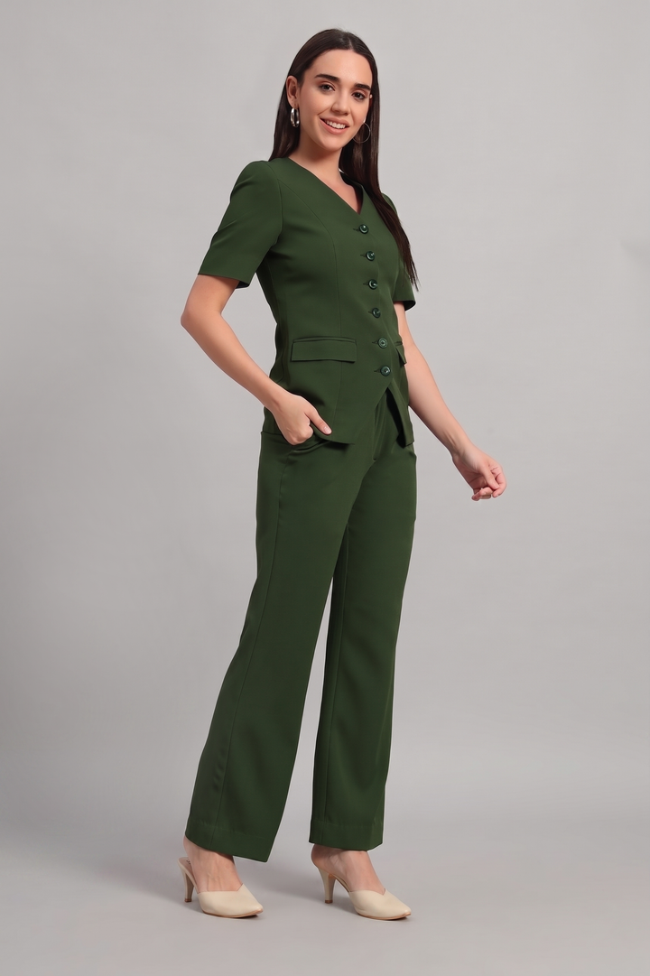 The Breezy Blazer Set – Olive Green