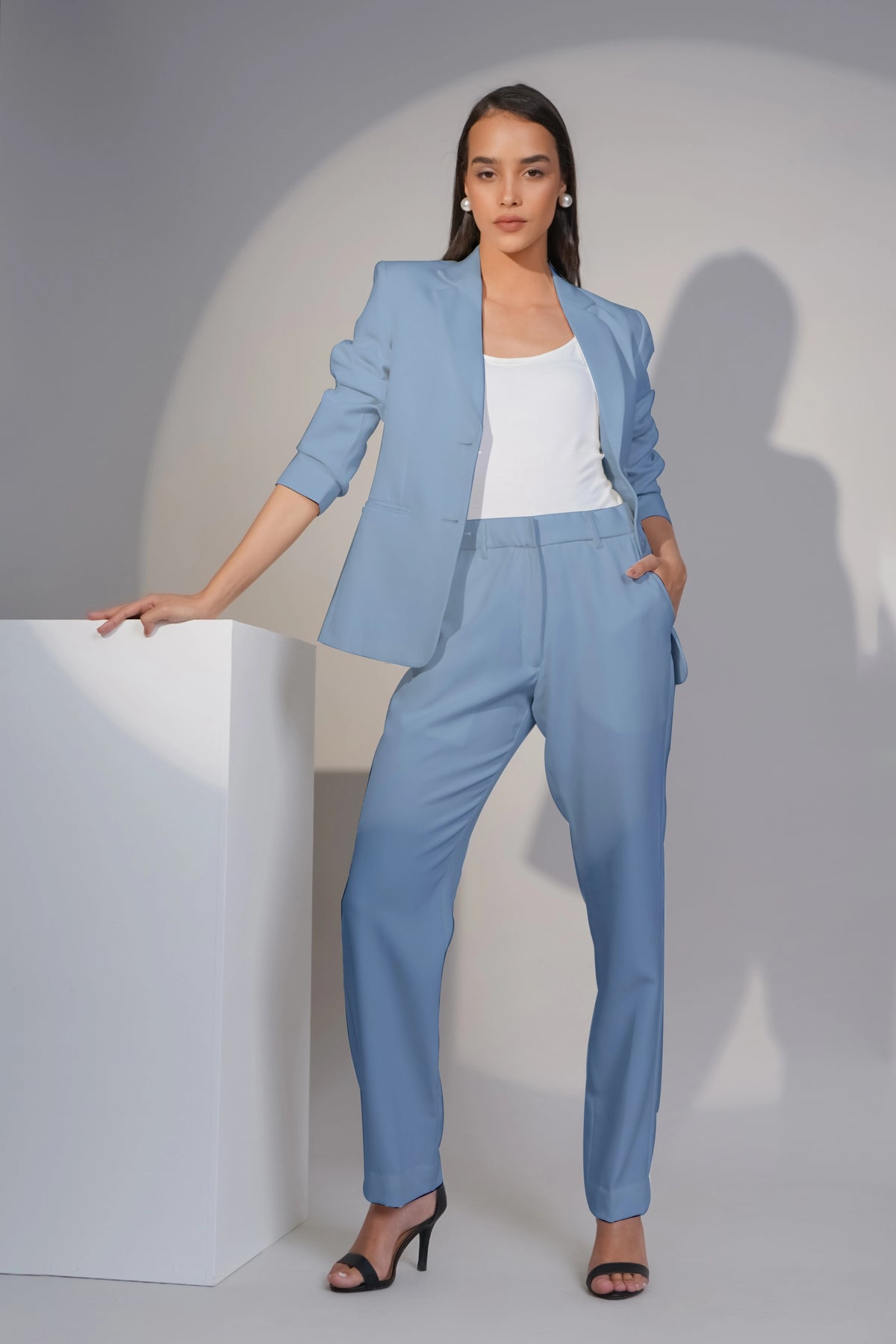 Eternal Office Blazer with Pants Power Suit, Demin Blue