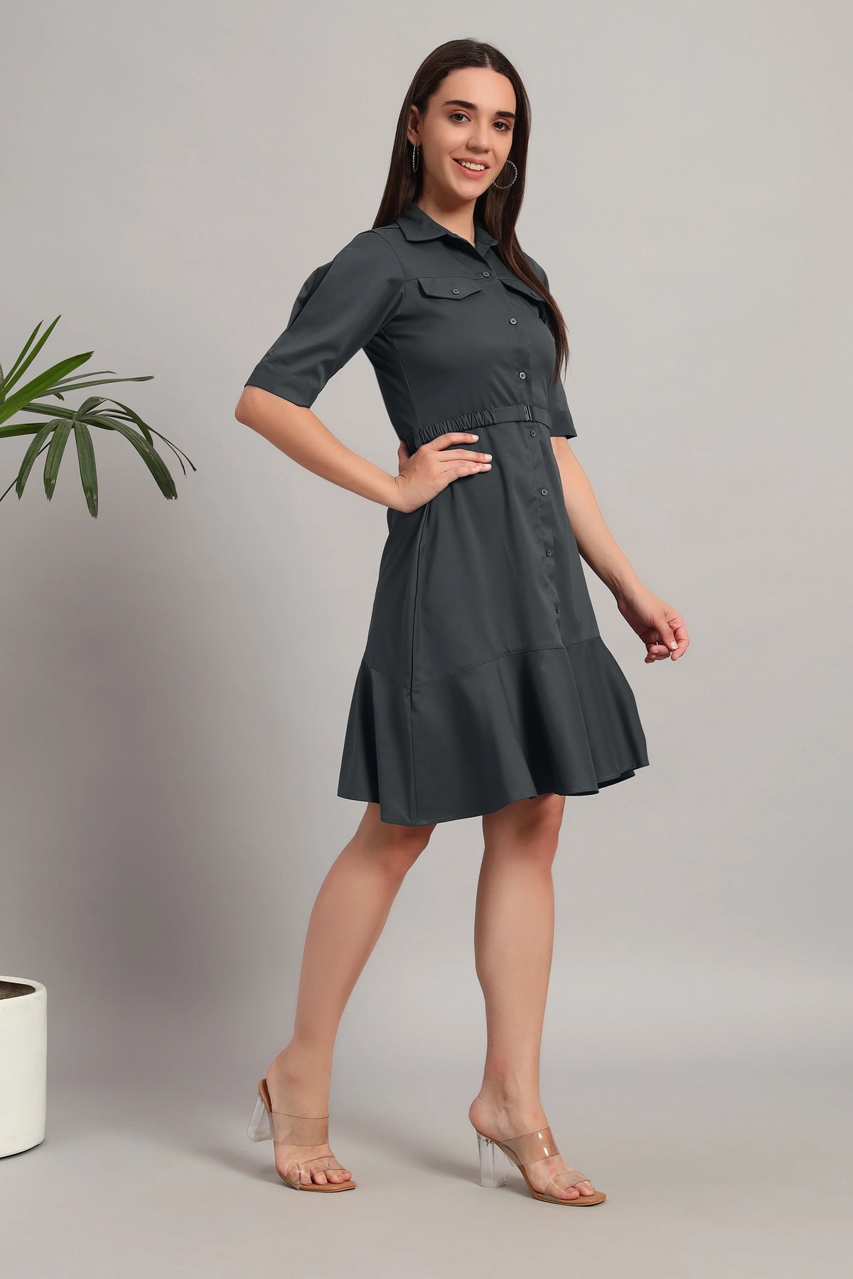 The Summer Shirt Dress,  Bluish Gray