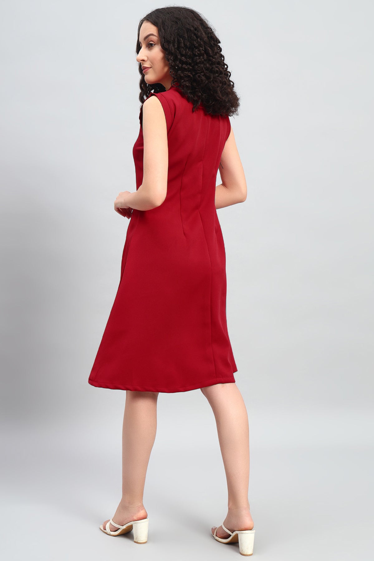 Front Zip Dress, Red