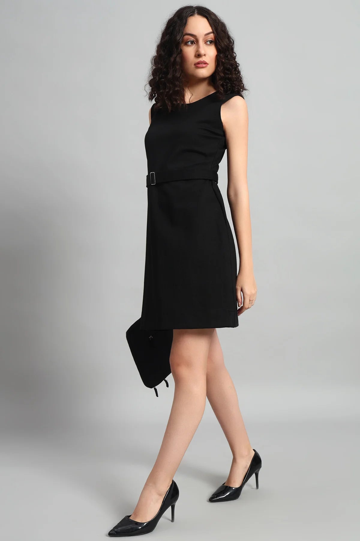 Sleek Statement Dress, Black