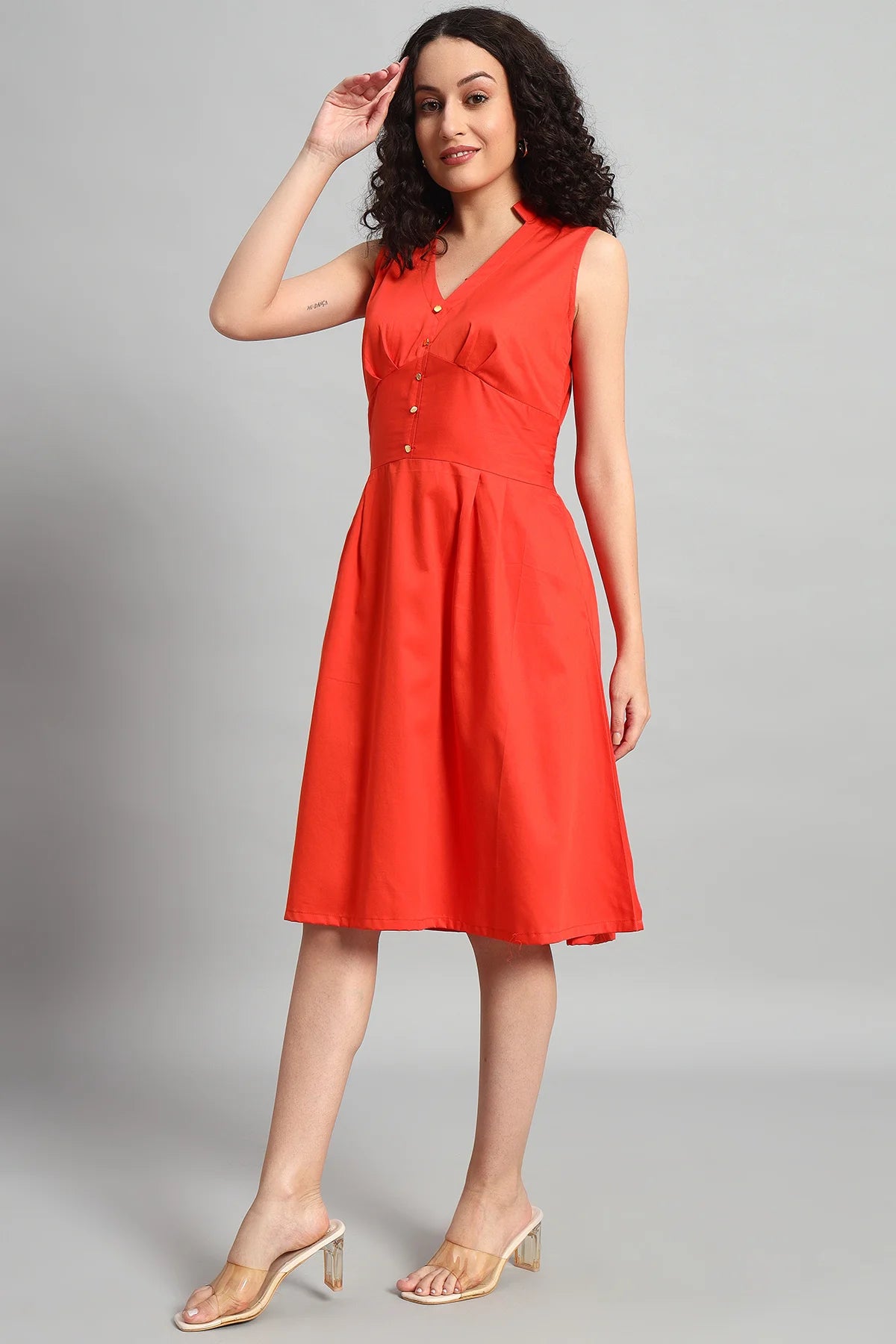 Panelled Perfection Dress, Tangerine