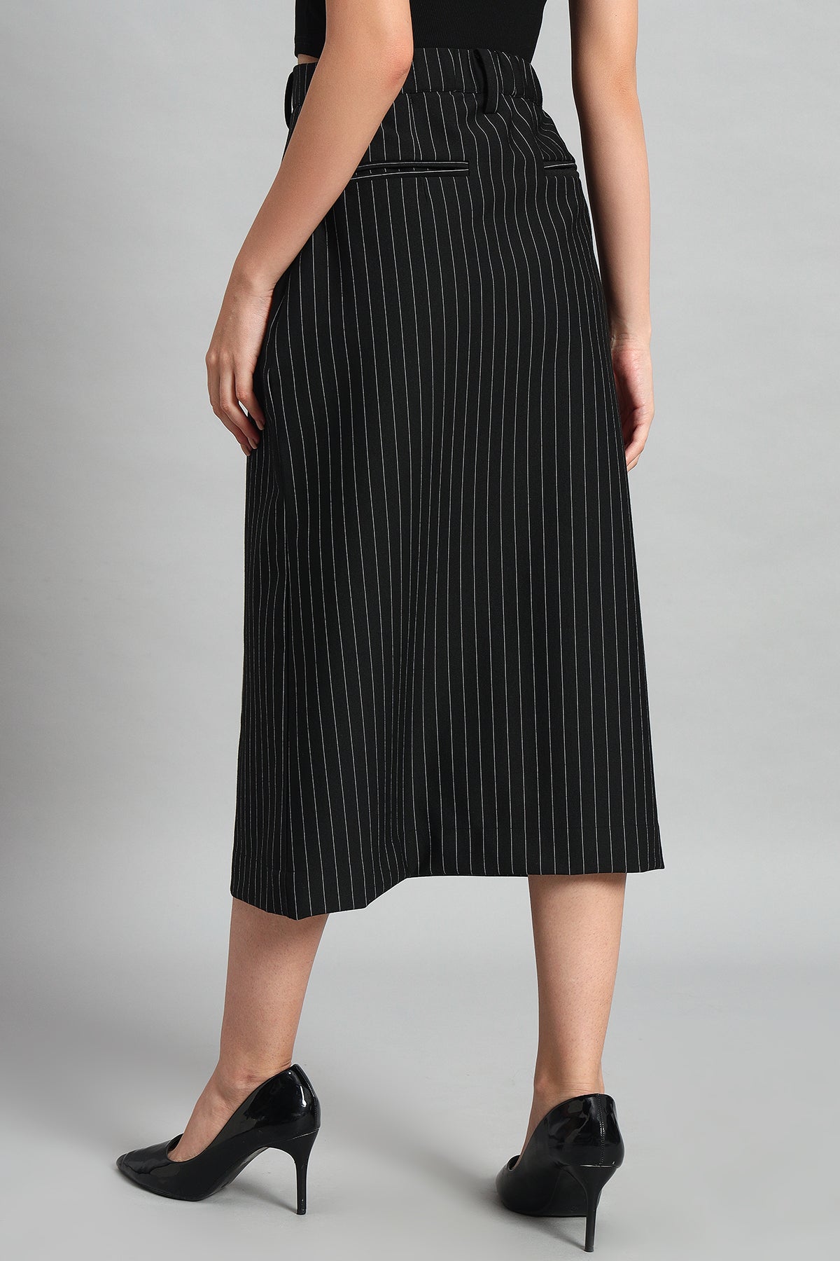 Impeccable Pinstripe Midi Skirt