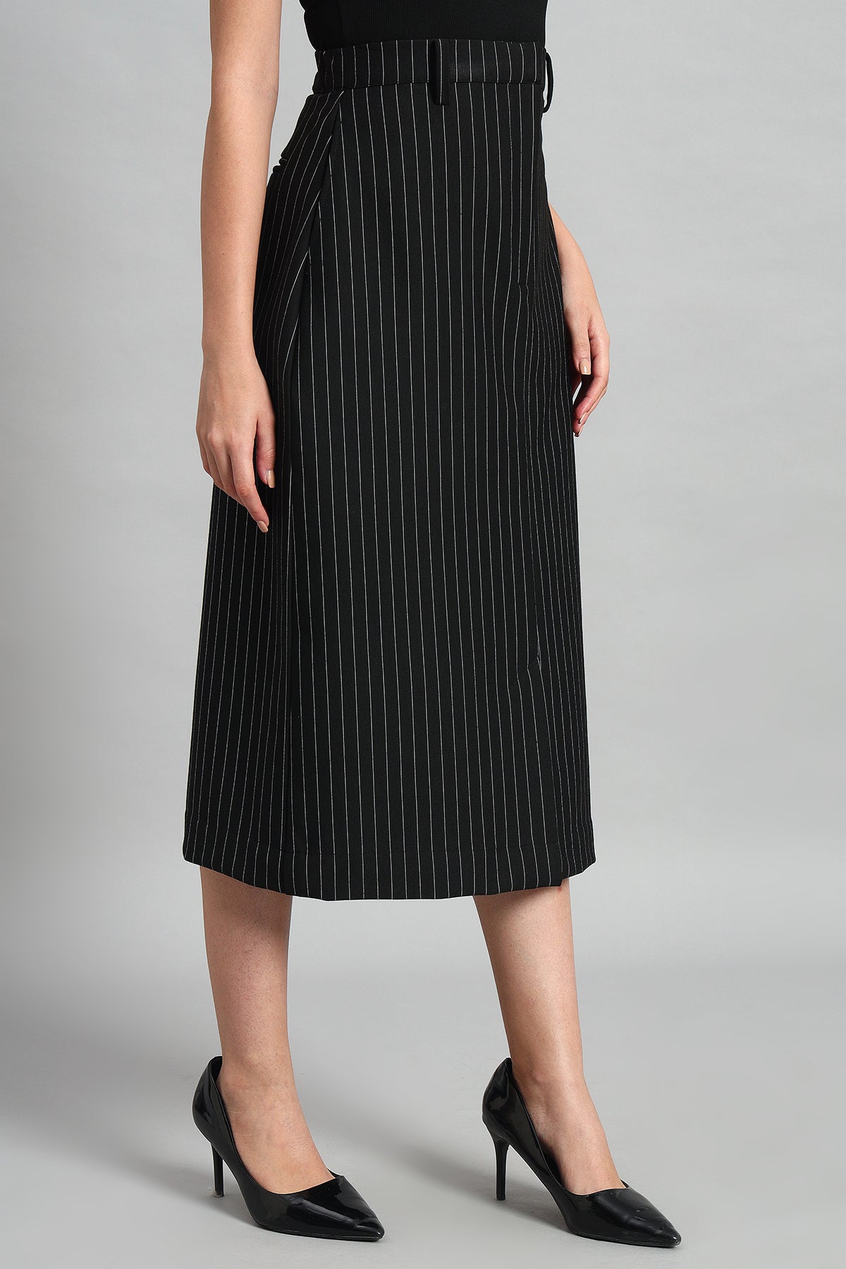 Impeccable Pinstripe Midi Skirt