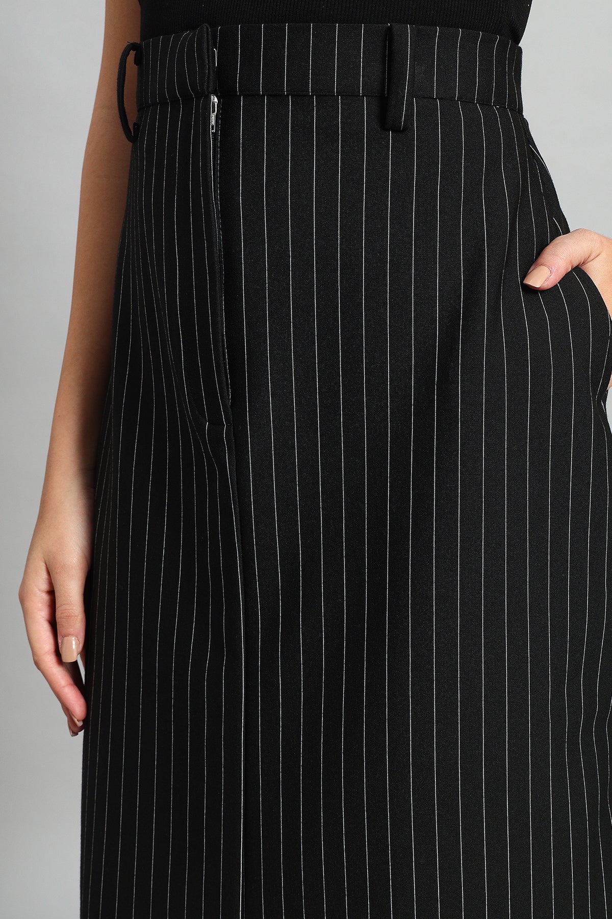 Impeccable Pinstripe Midi Skirt