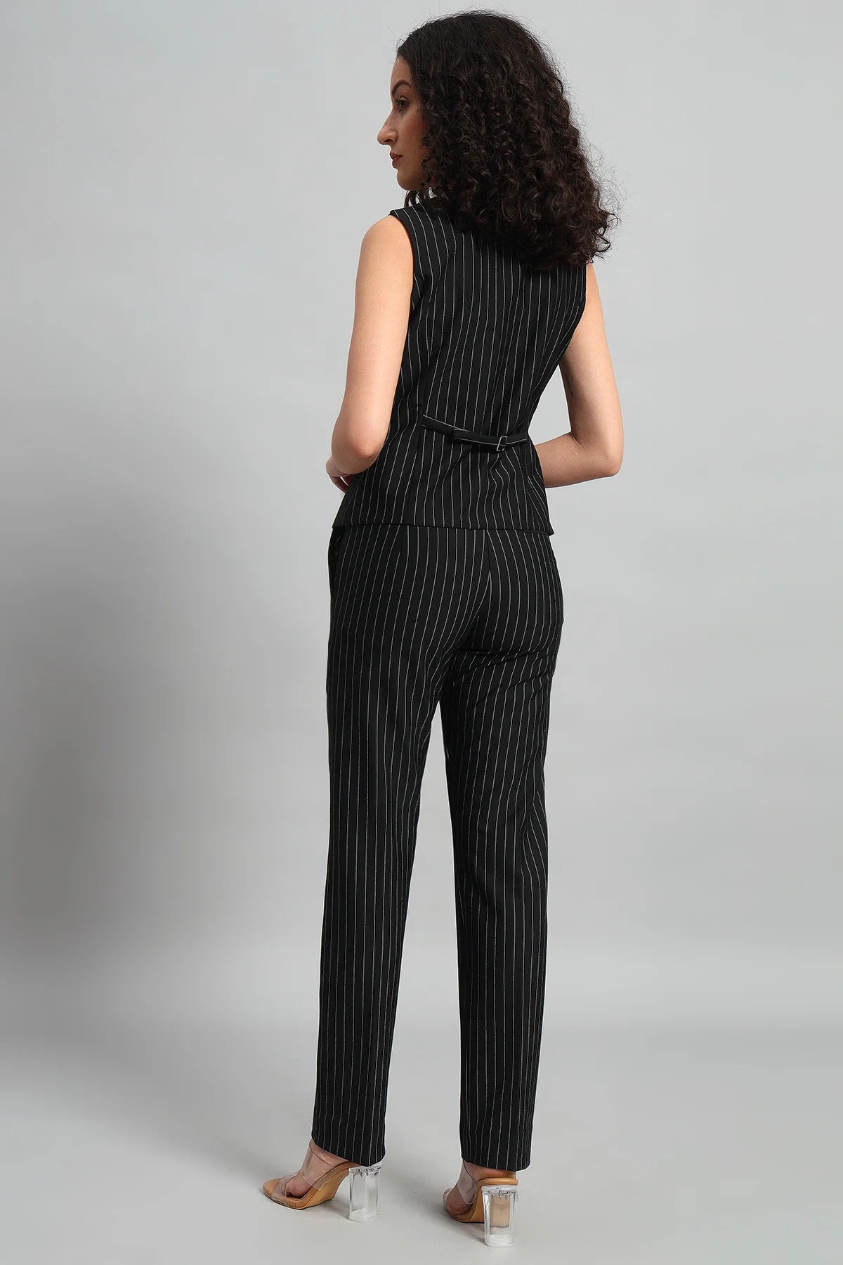 Waistcoat and Pant Co-ord Set - Pinstripe Black