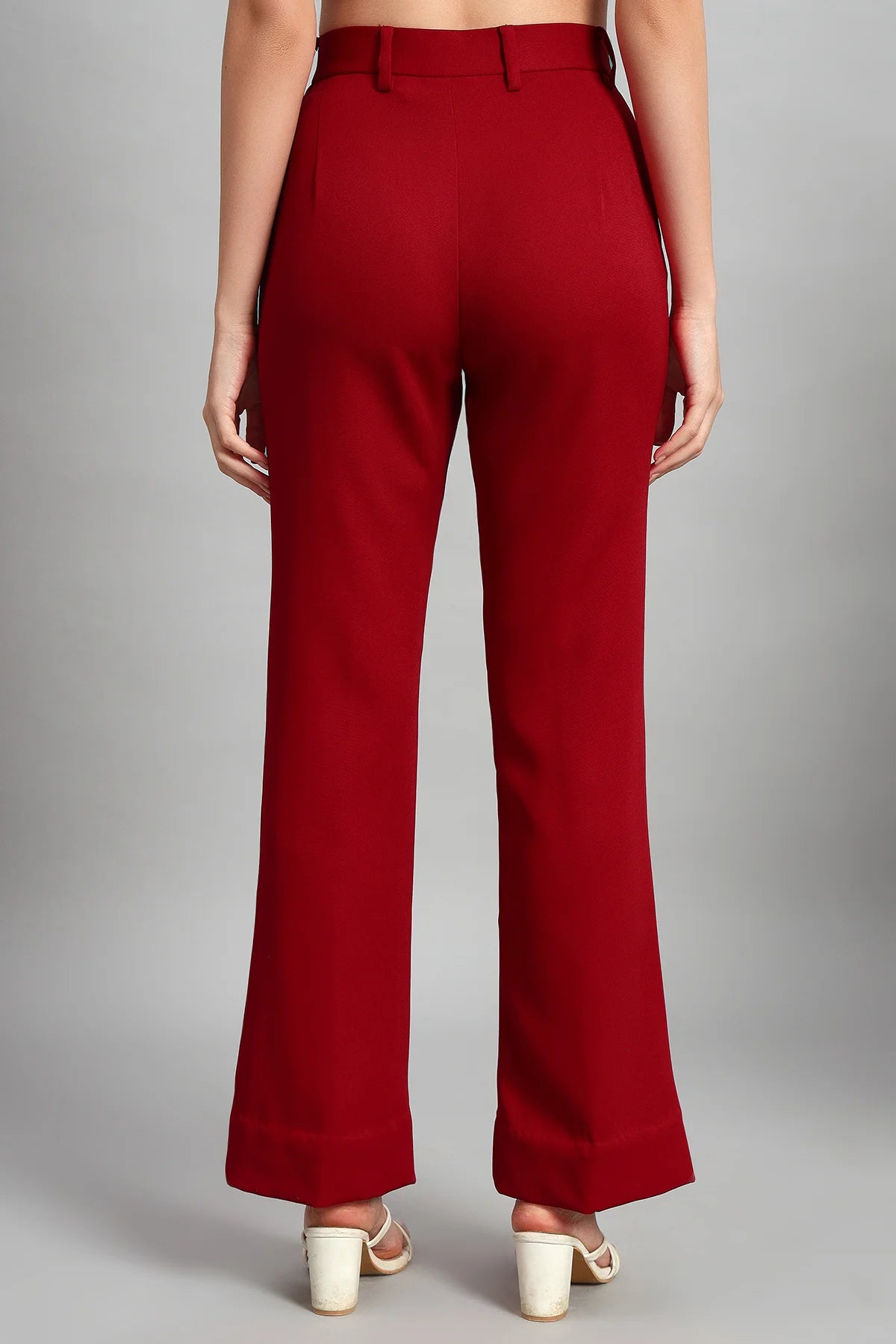 Flared Bootcut Trousers, Red