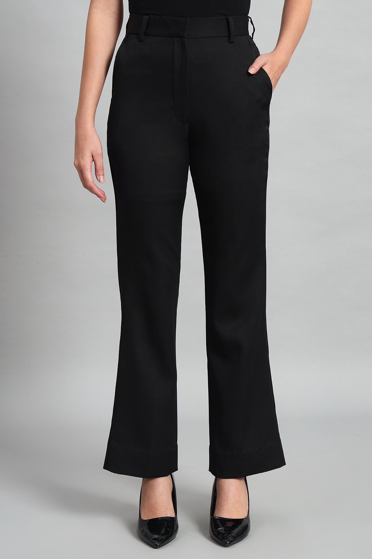 Flared Bootcut Trousers, Black