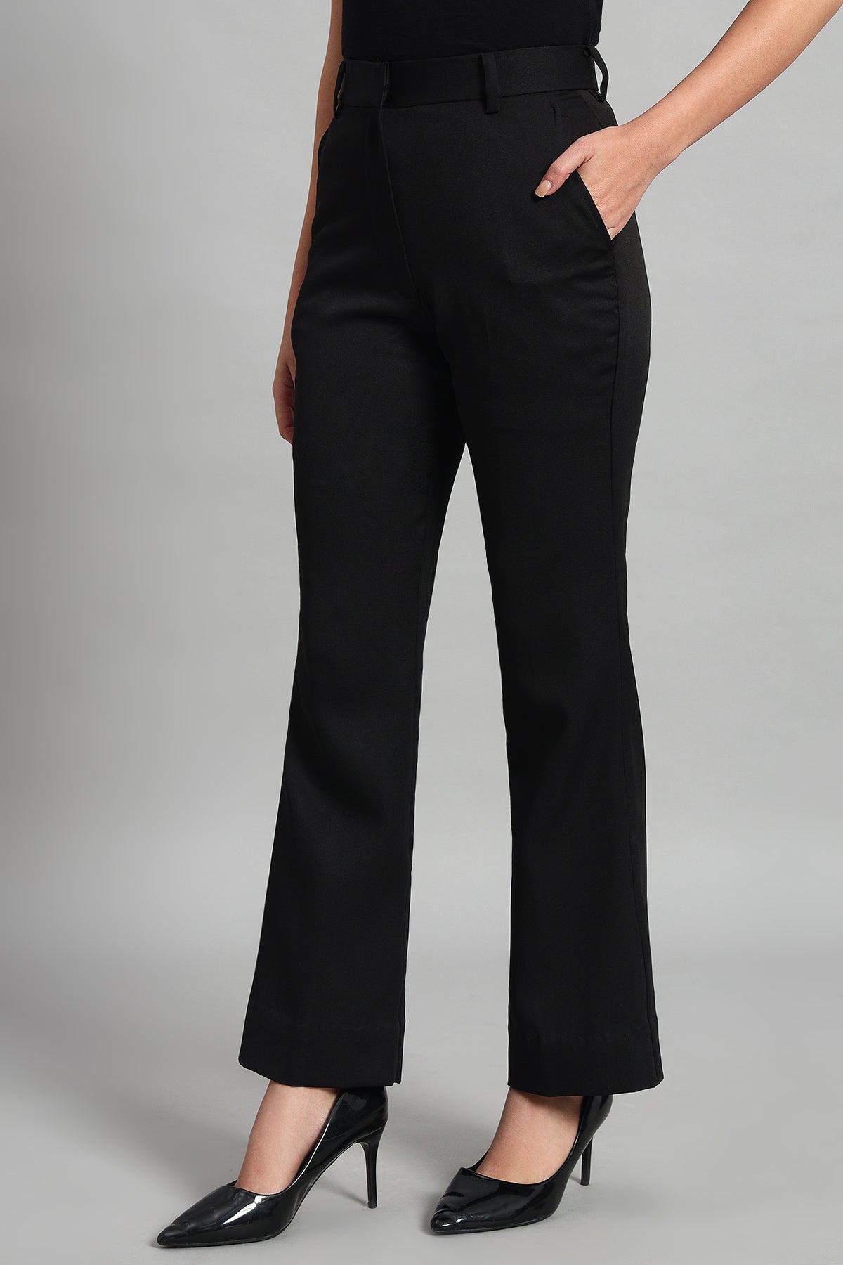 Flared Bootcut Trousers, Black