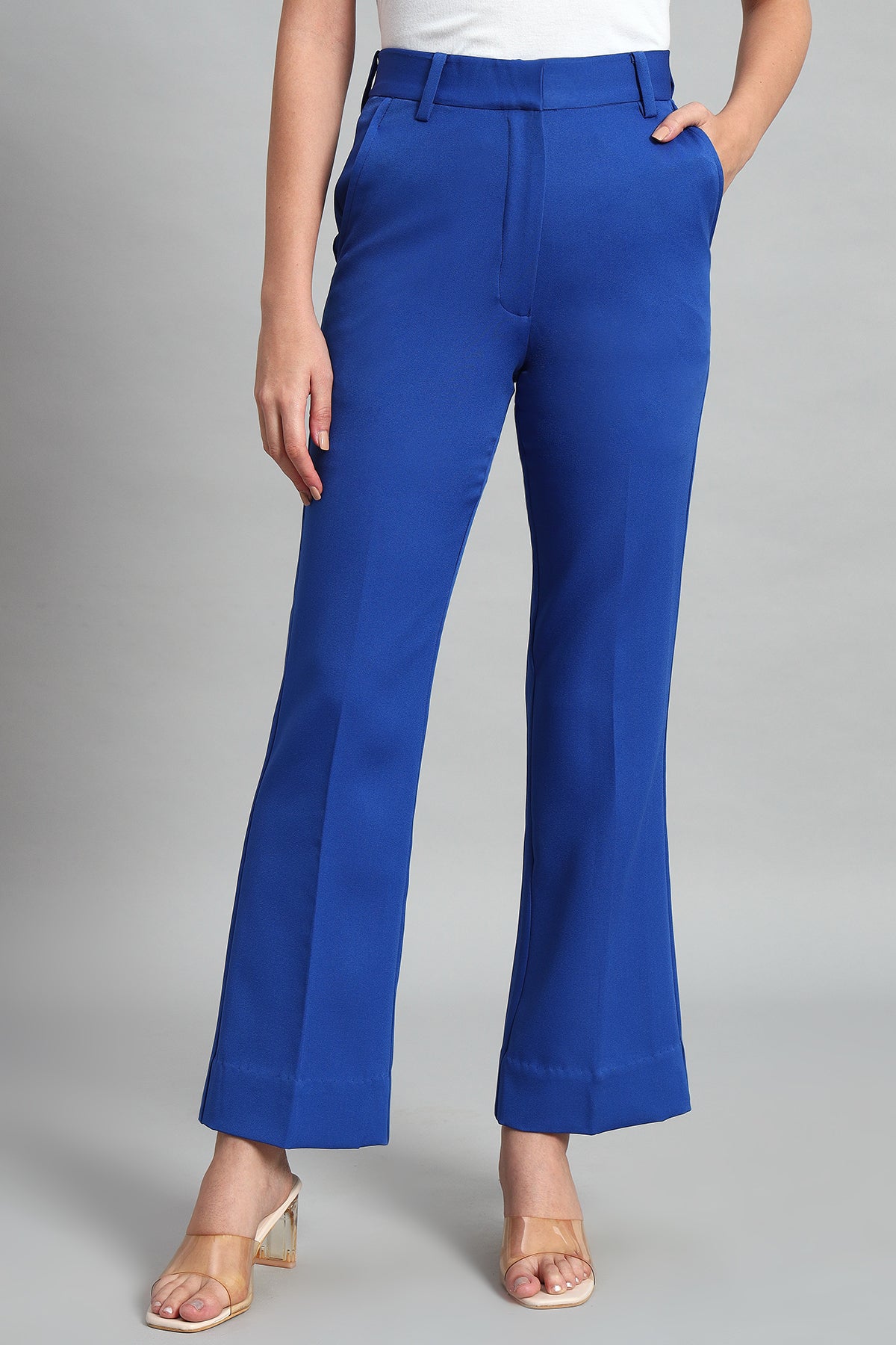 Flared Bootcut Trousers, Blue