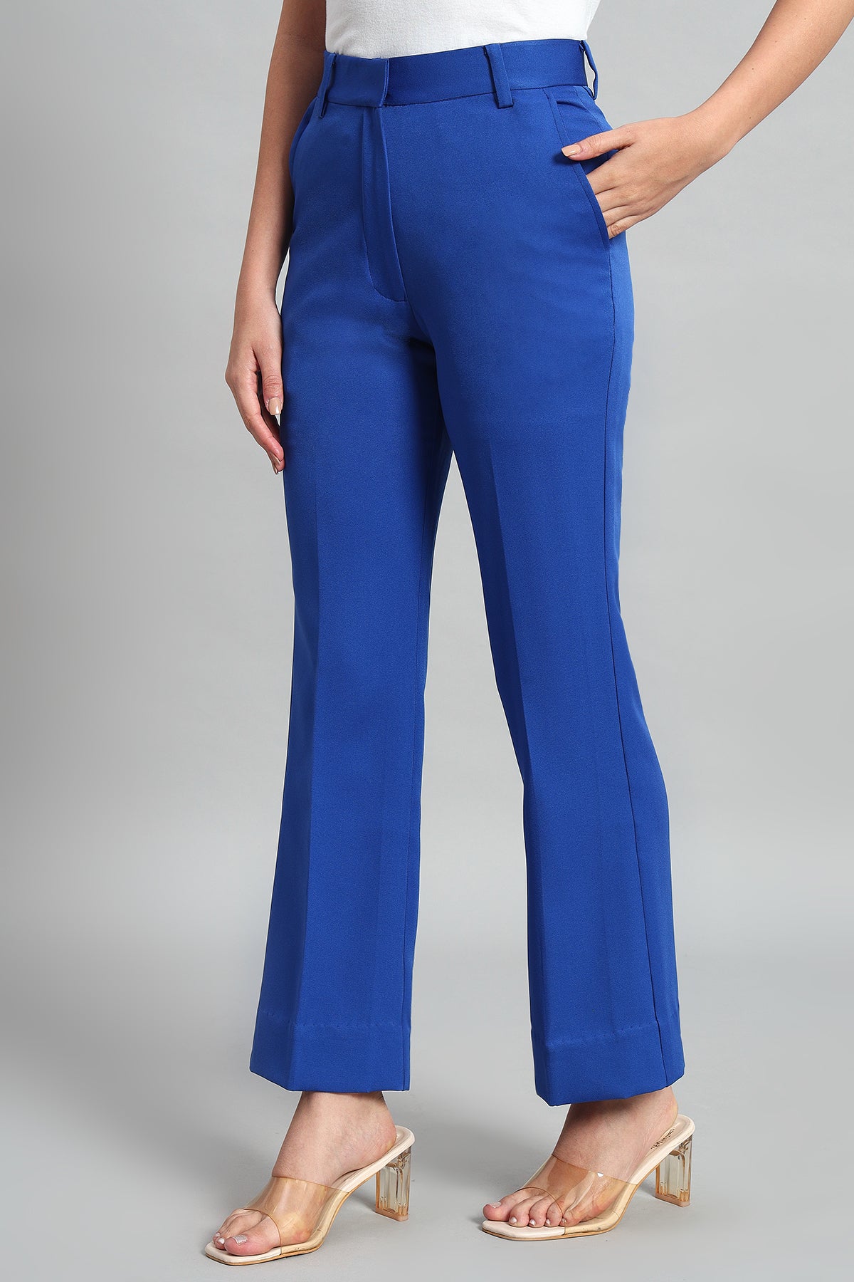 Flared Bootcut Trousers, Blue