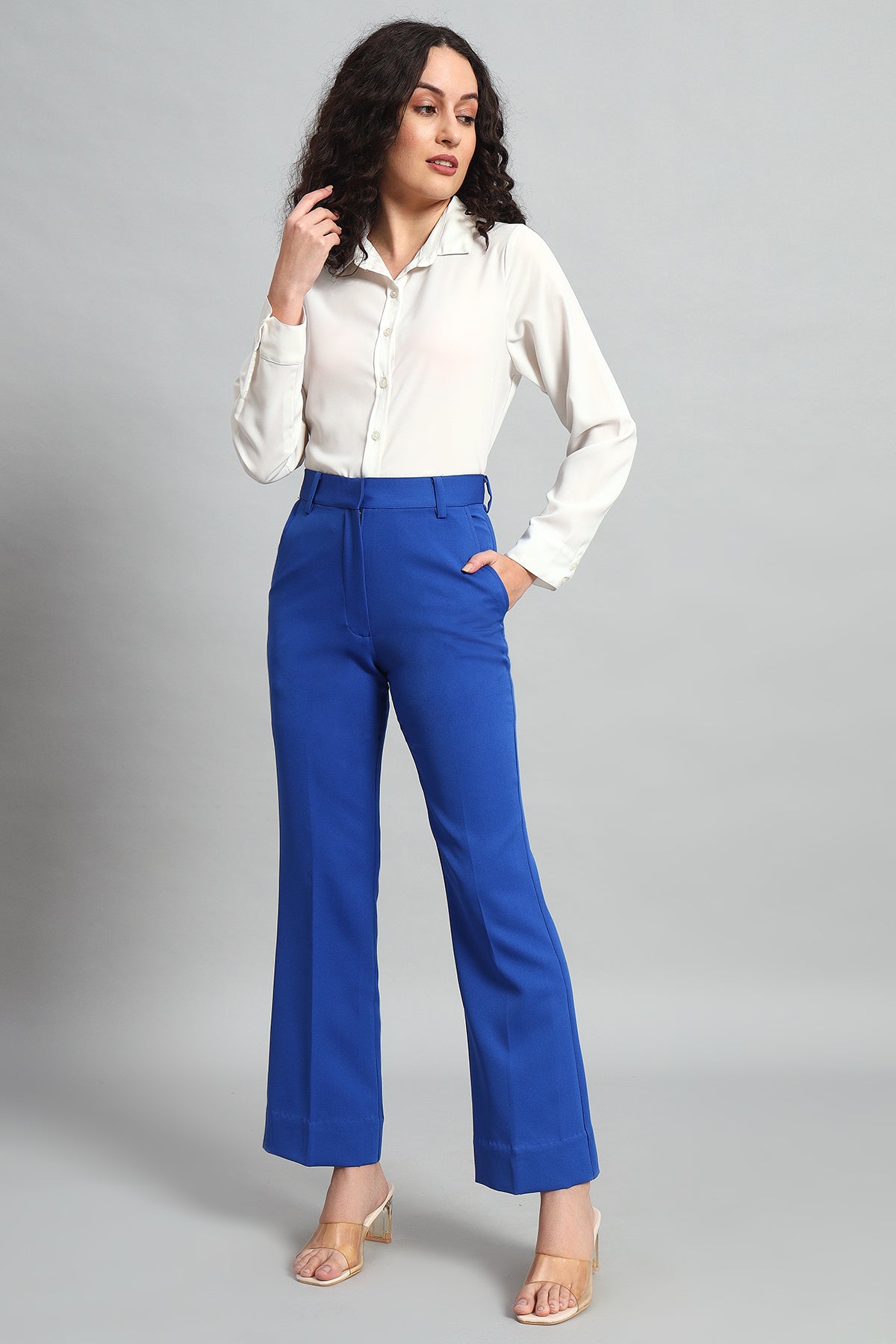 Flared Bootcut Trousers, Blue