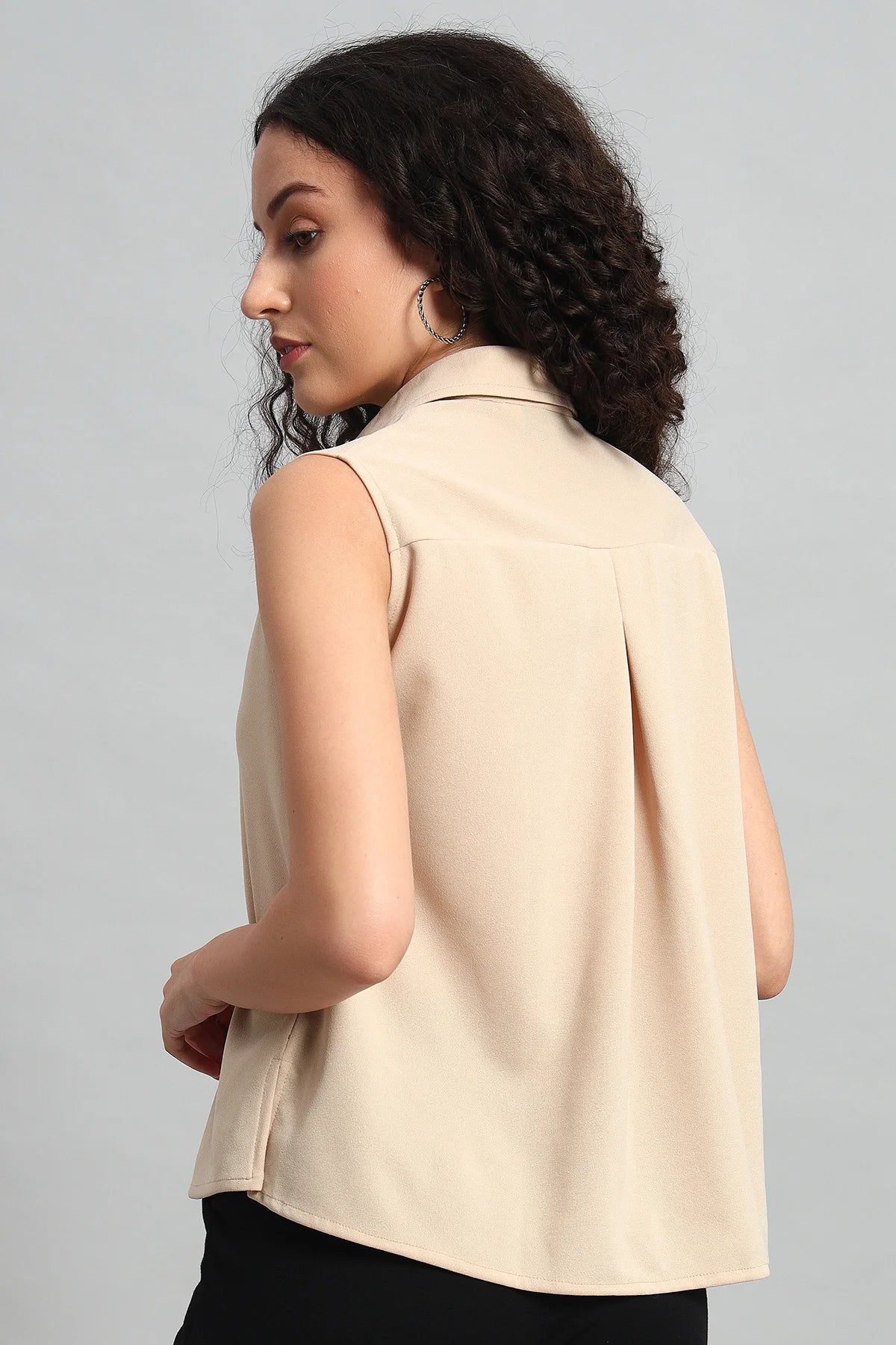 Allure A-Line Collar Top, Beige