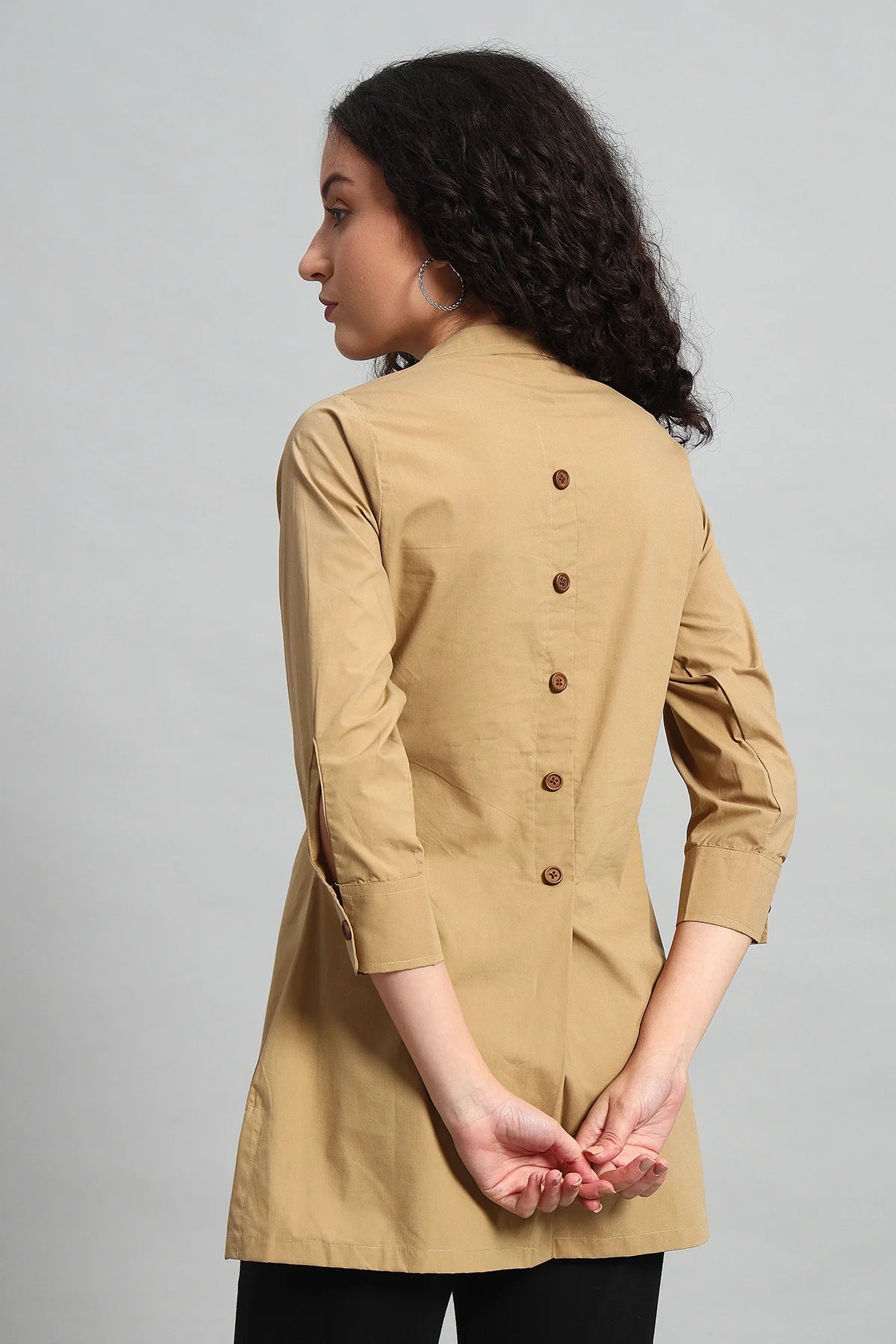 Classic Button-Up Collar Tunic, Khaki