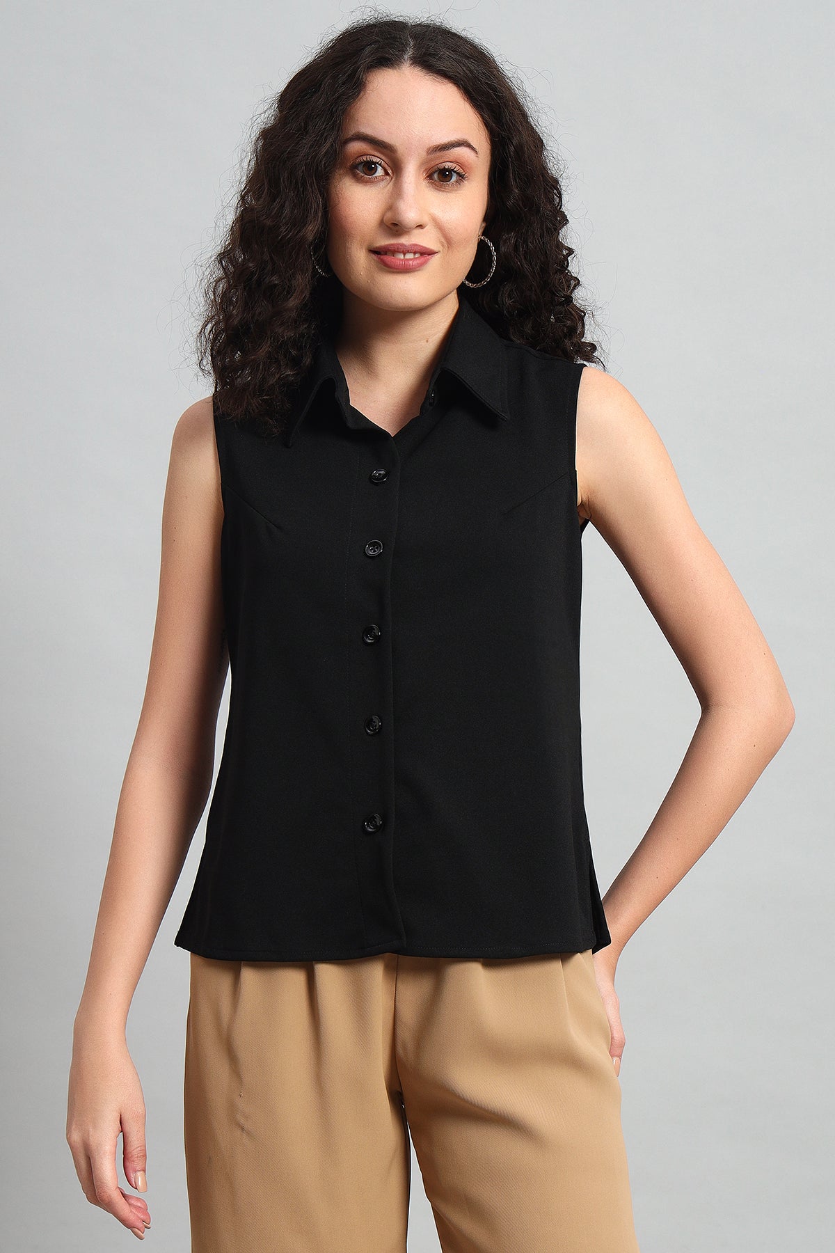 Allure A-Line Collar Top, Black