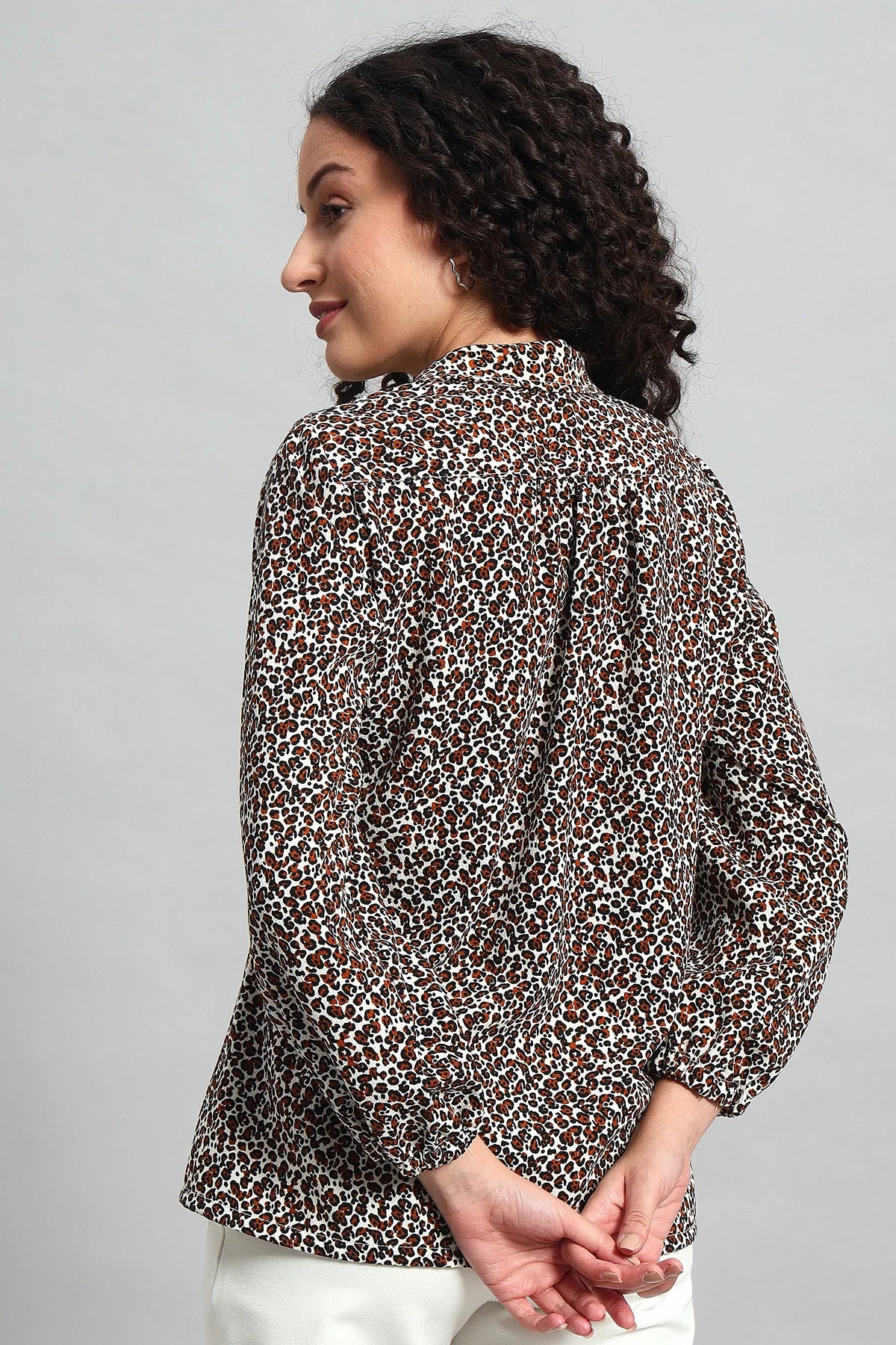 Bold Leopard Button-Up Blouse