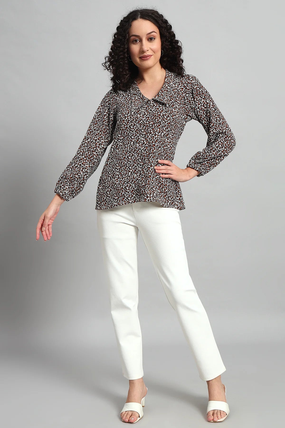 Bold Leopard Button-Up Blouse