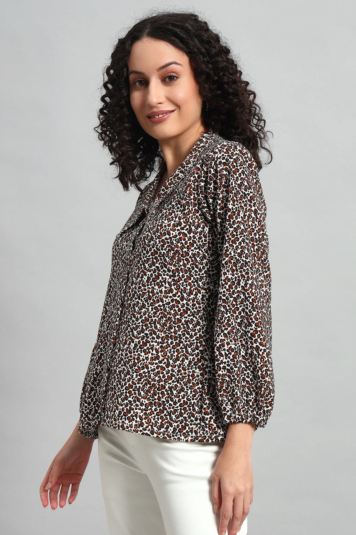 Bold Leopard Button-Up Blouse