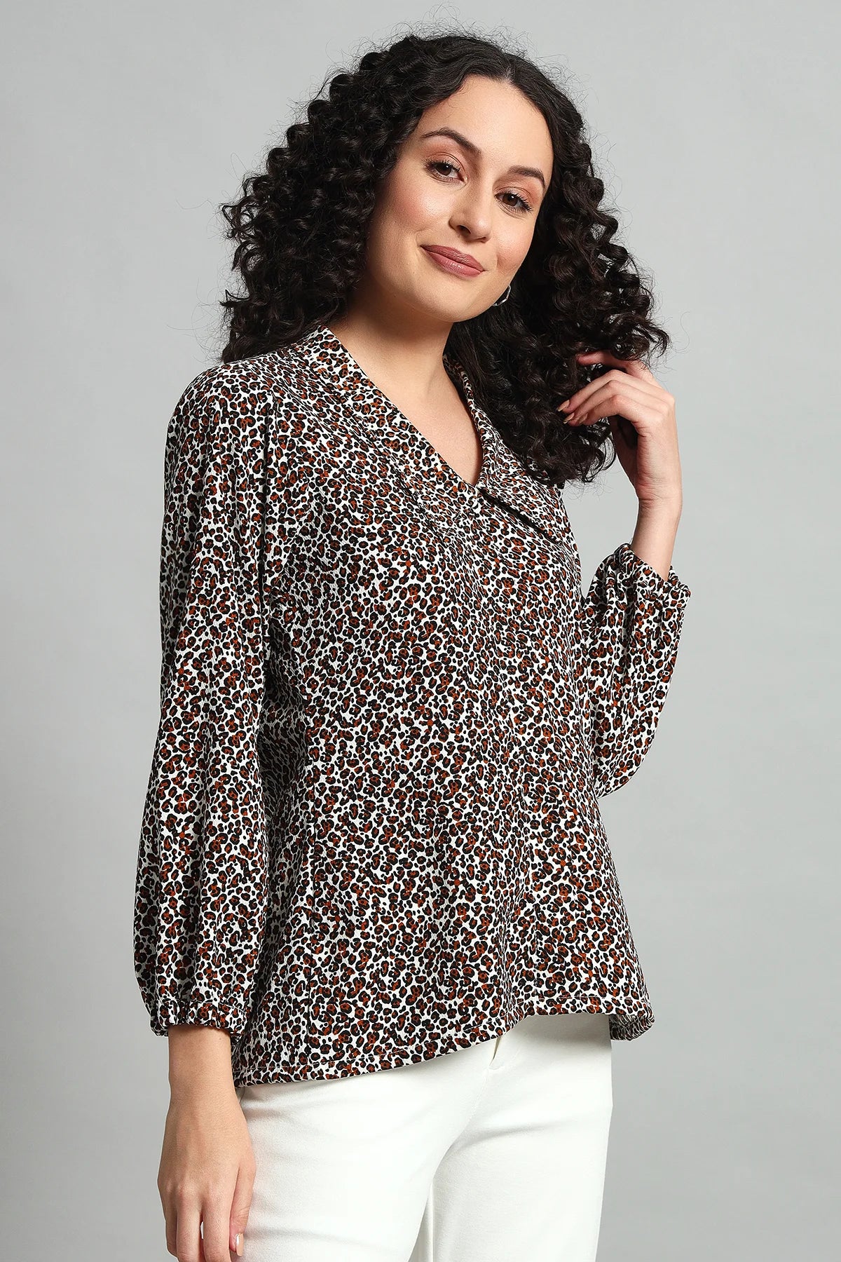 Bold Leopard Button-Up Blouse