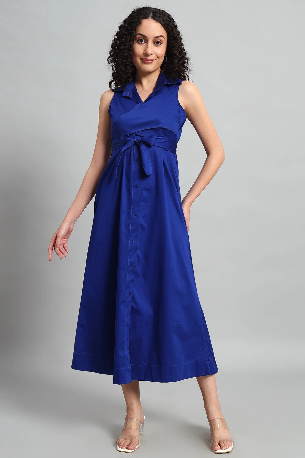 Cobalt Charm A-Line Wrap Dress