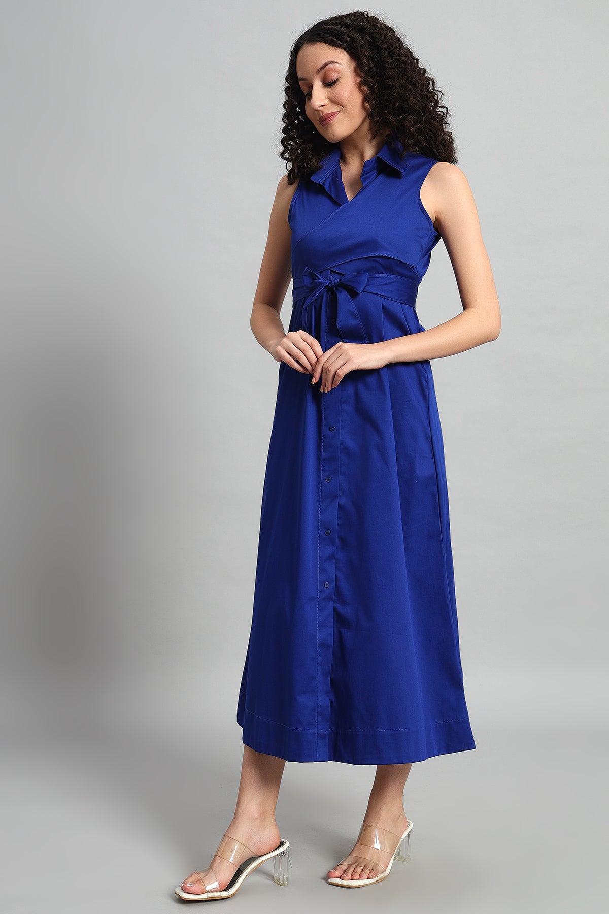 Cobalt Charm A-Line Wrap Dress