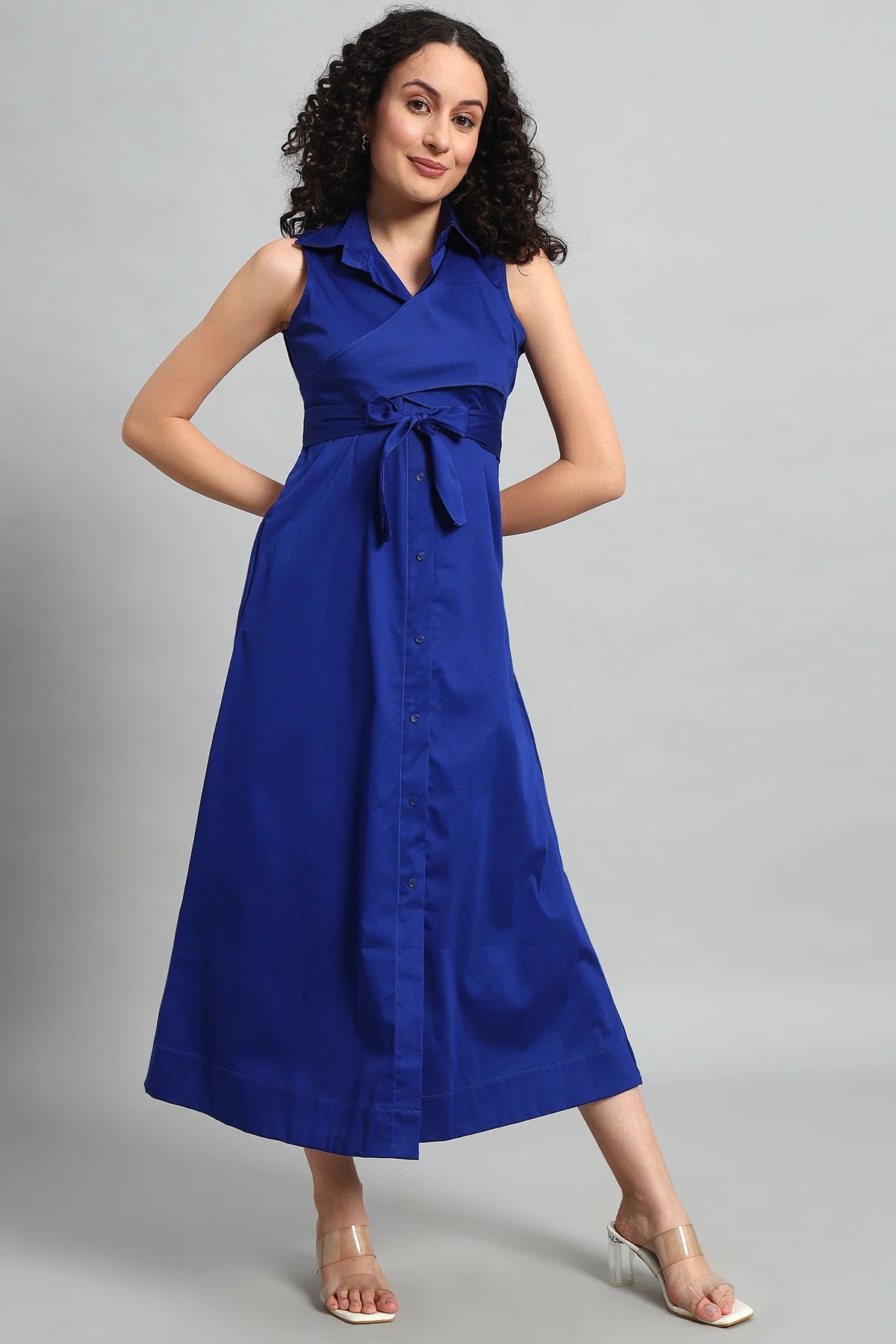 Cobalt Charm A-Line Wrap Dress