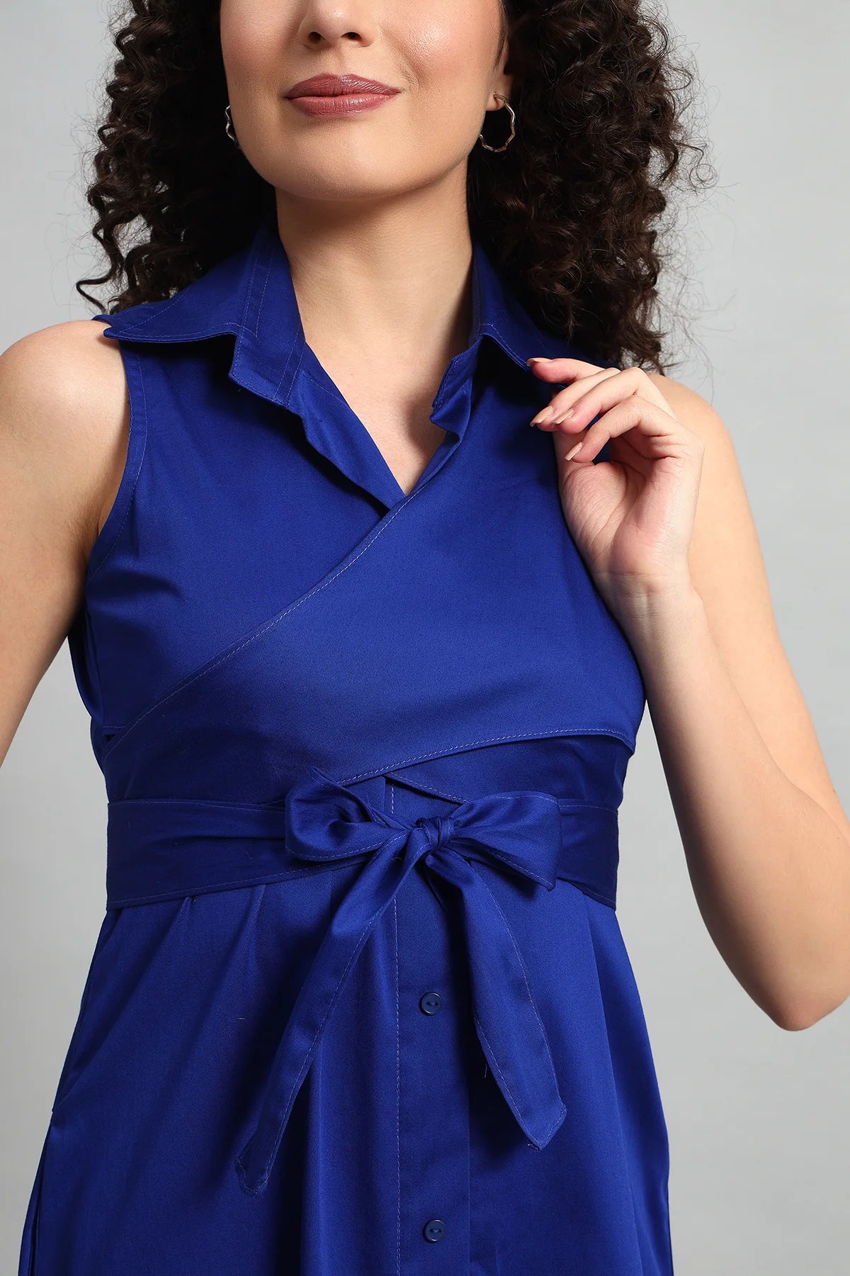 Cobalt Charm A-Line Wrap Dress